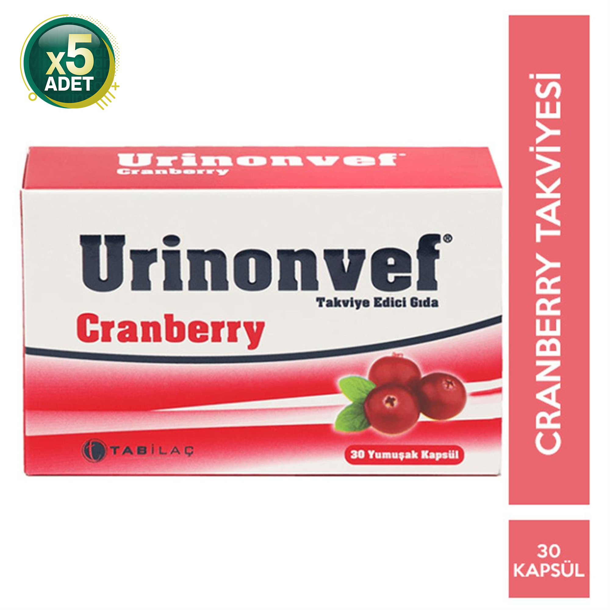 Urinonvef Cranberry 30 Kapsül 5 Adet
