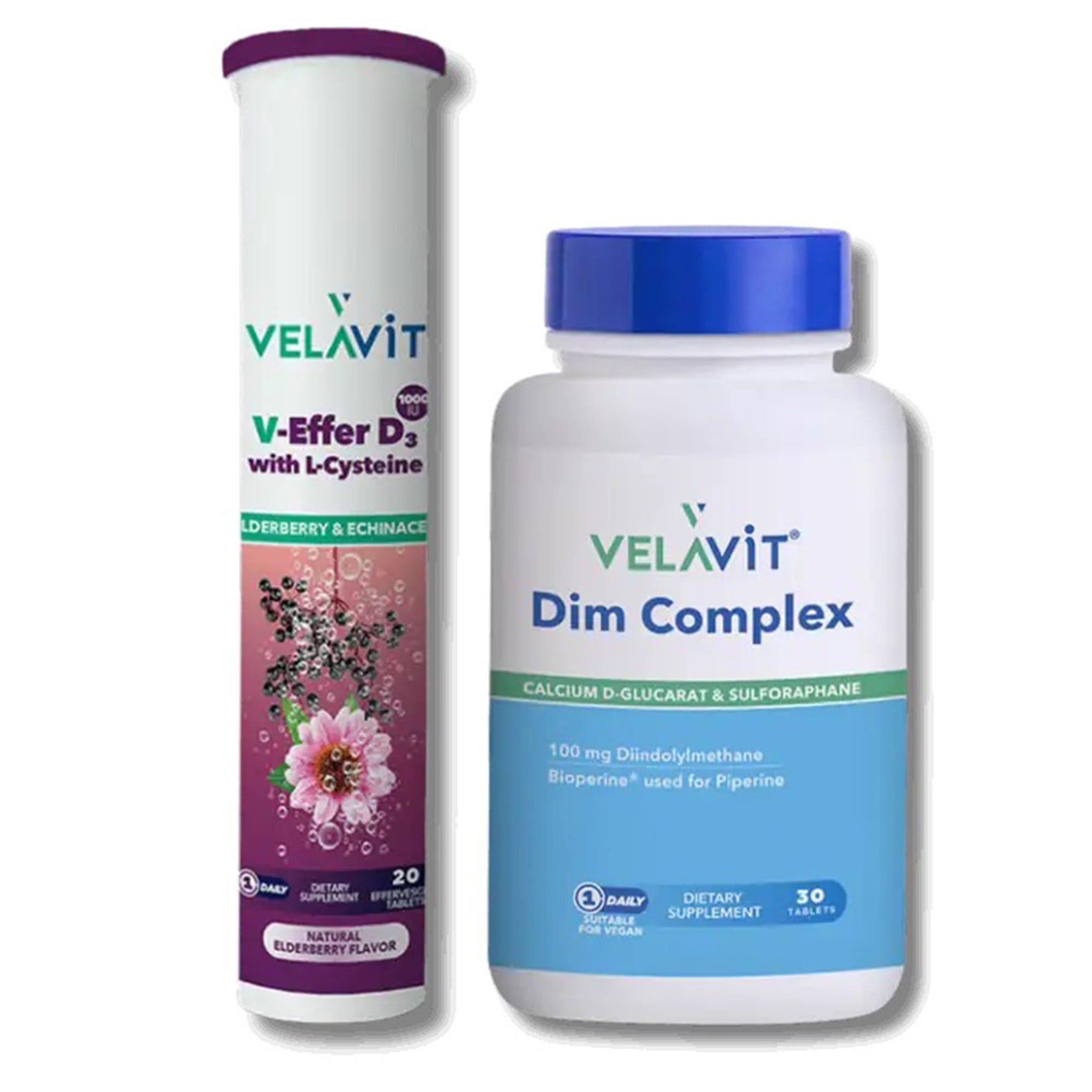 Velavit Dim Complex 30 Kapsül + Velavit V-Effer D3 with L-Cysteine 20 Efervesan Tablet