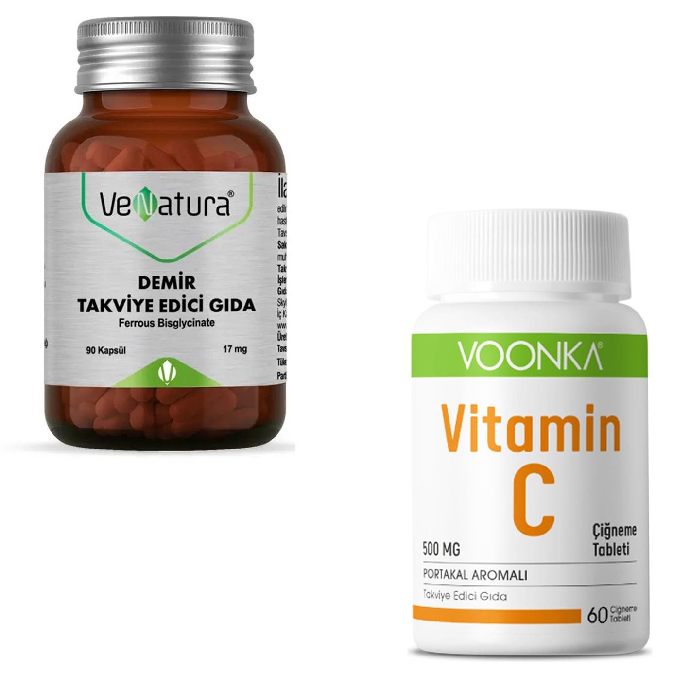 Venatura Demir 90 Kapsül ve Vitamin C 60 Kapsül