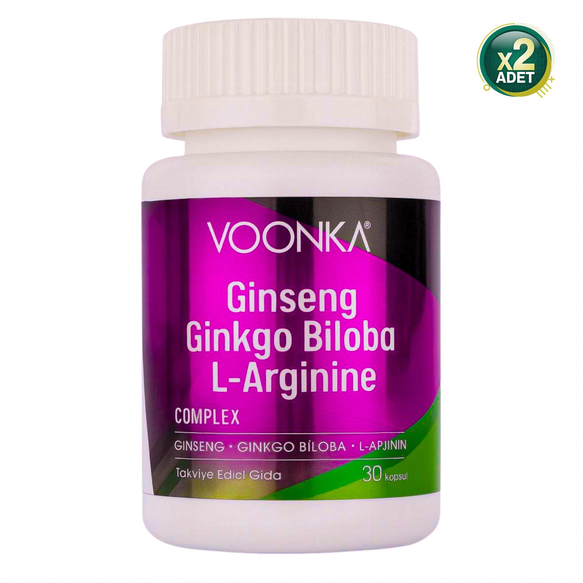 Voonka Ginseng Ginkgo Biloba L-Arginine 30 Kapsül 2 Adet