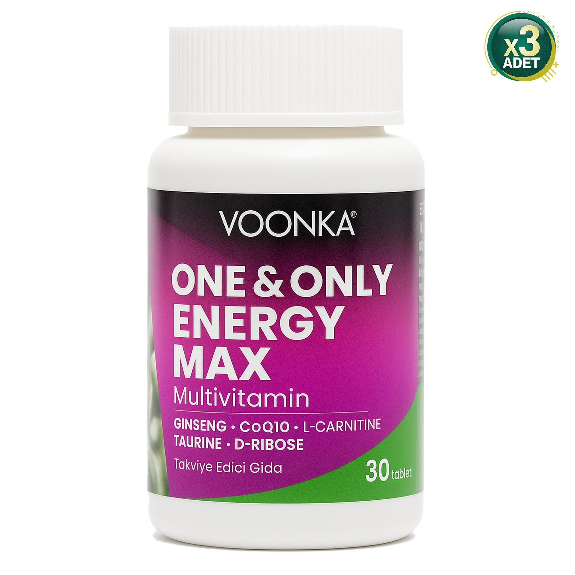 Voonka One&Only Energy Max MultiVitamin 30 Tablet 3 Adet