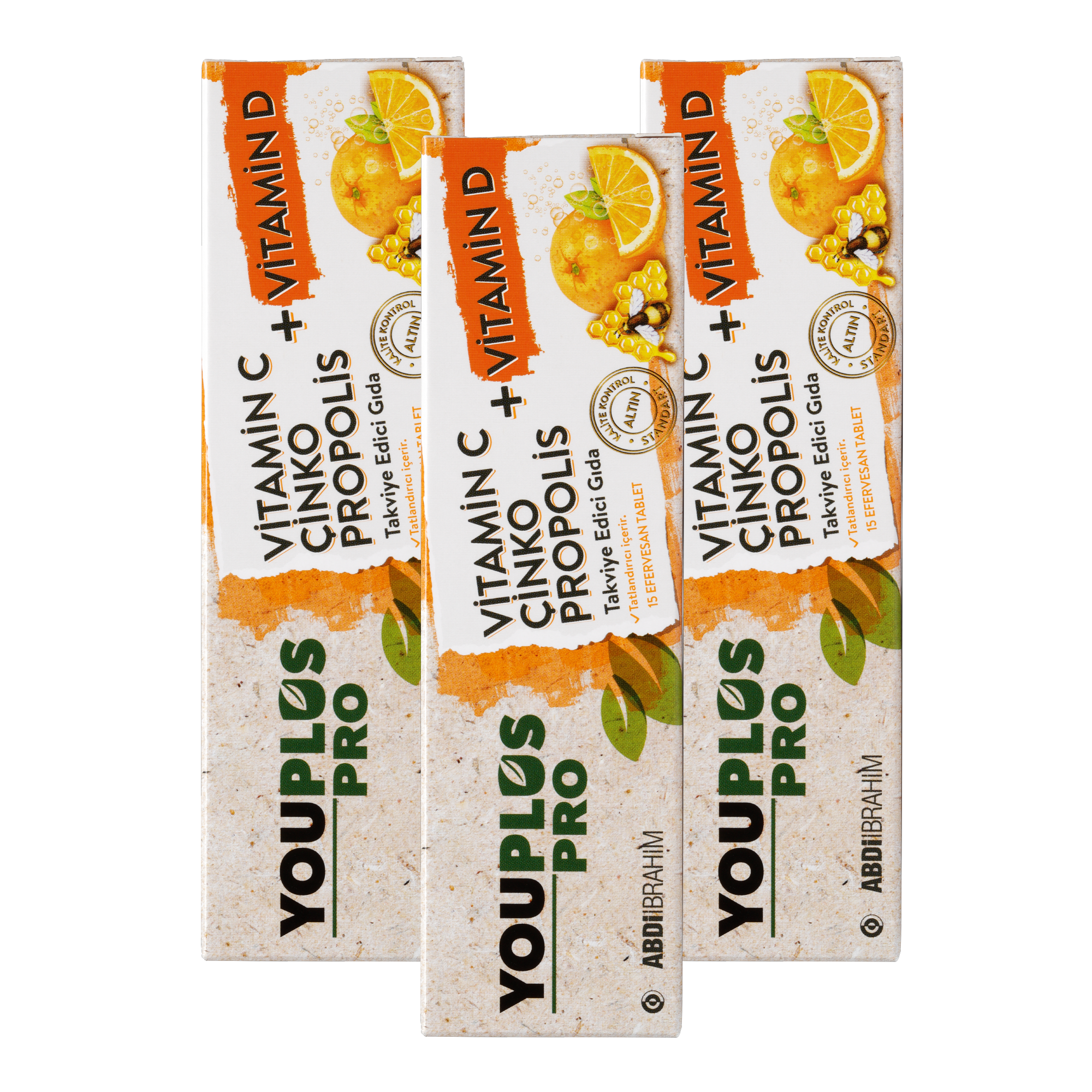 YouPlus Pro Vitamin C Çinko Propolis Takviye Edici Gıda 15 Tablet 3 Adet