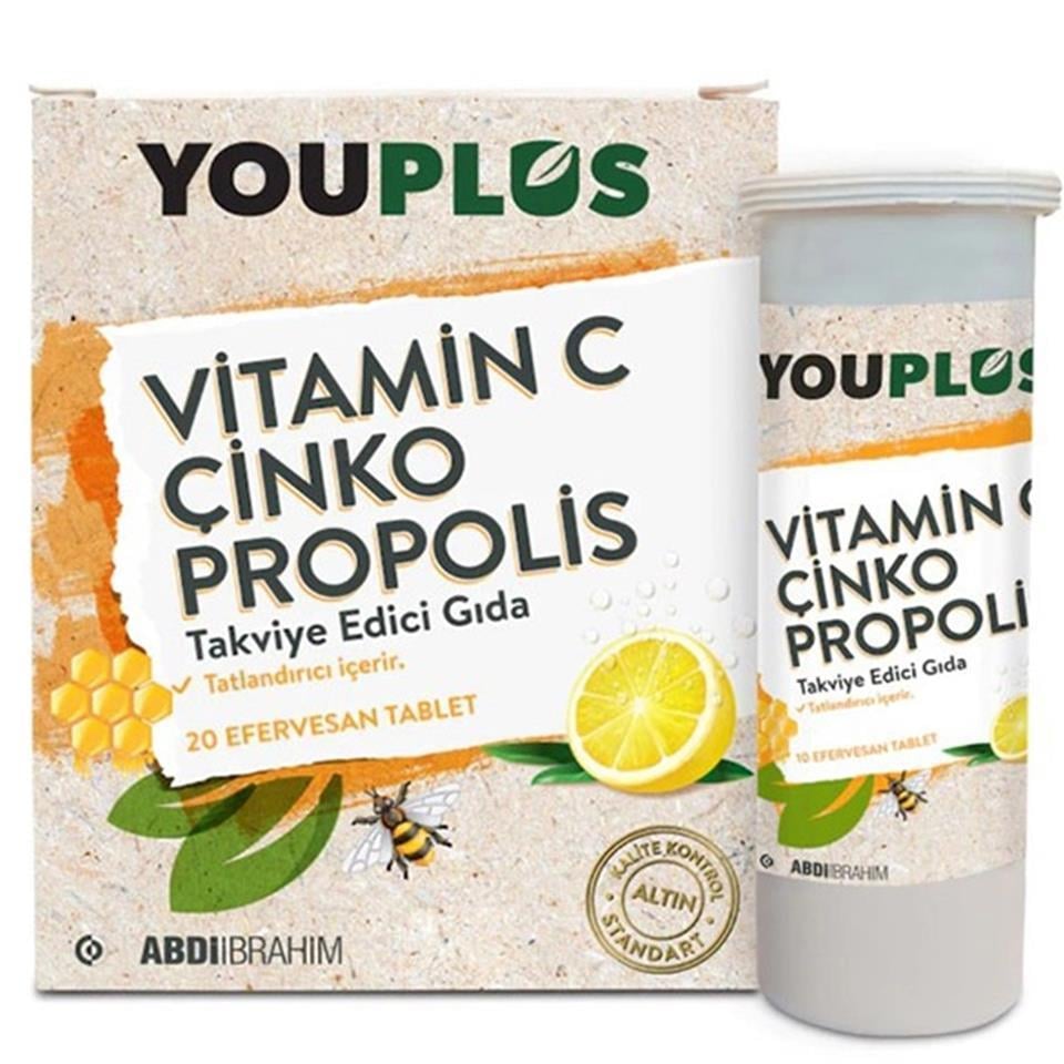 Youplus Vitamin C Çinko Propolis 20 Efervesan Tablet