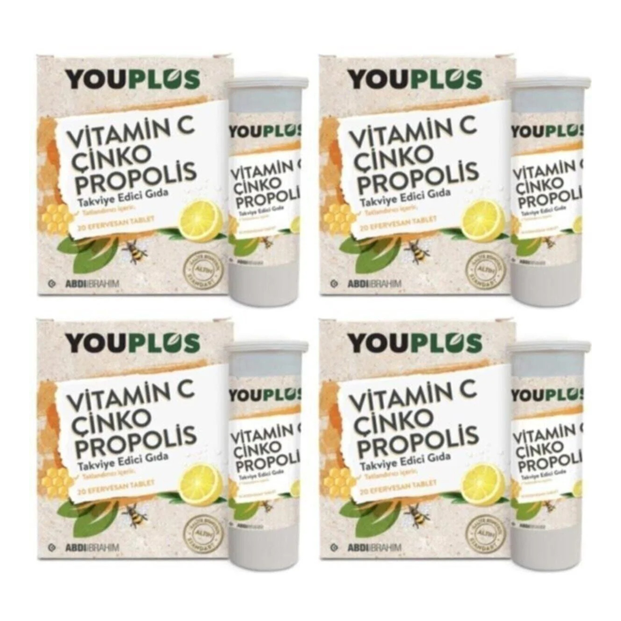Youplus Vitamin C Çinko Propolis 20 Efervesan Tablet 4'lü