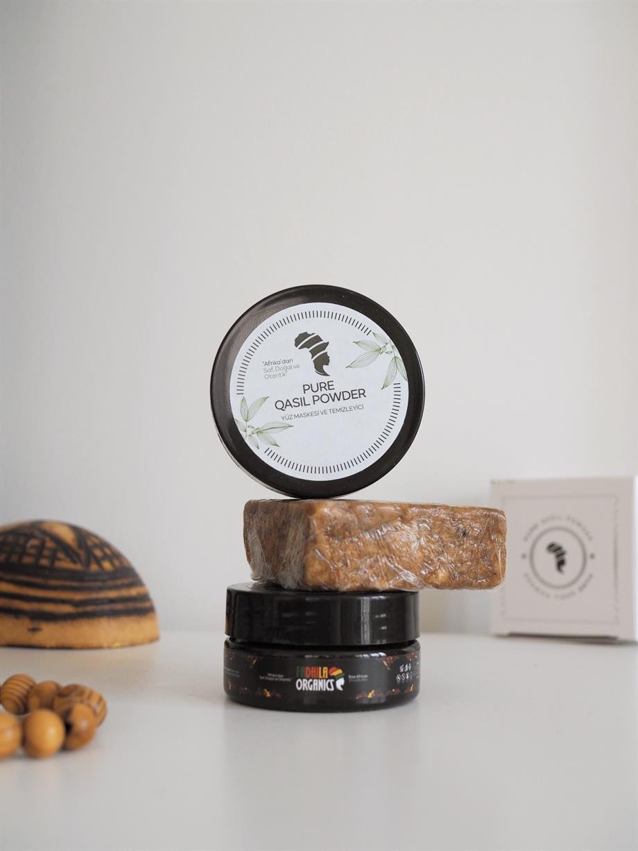3Lü Küçük Set (50gr Shea Yağı + 125gr Afrika Sabunu + 25gr Qasil Tozu)