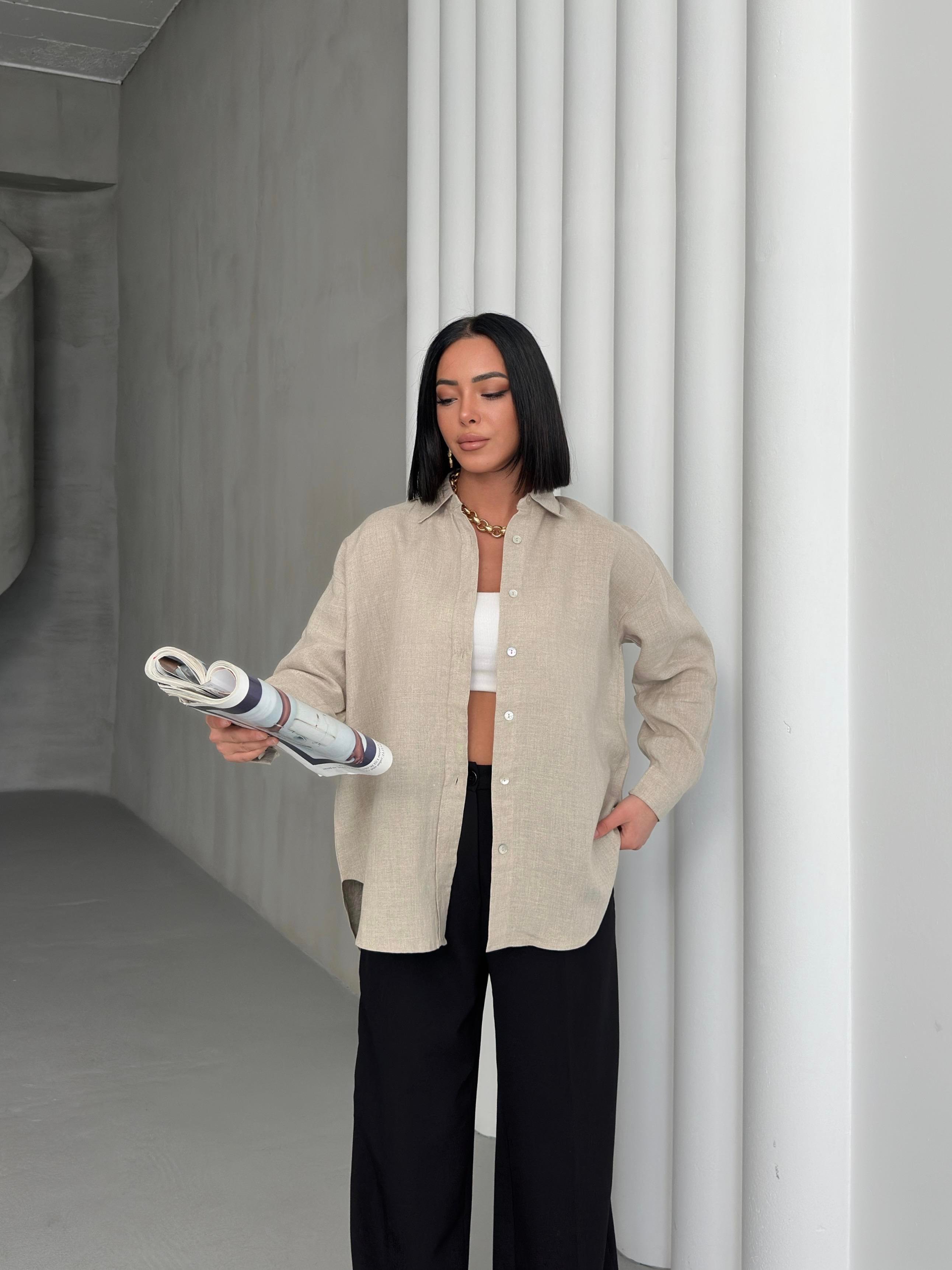 Keten Oversize Gömlek