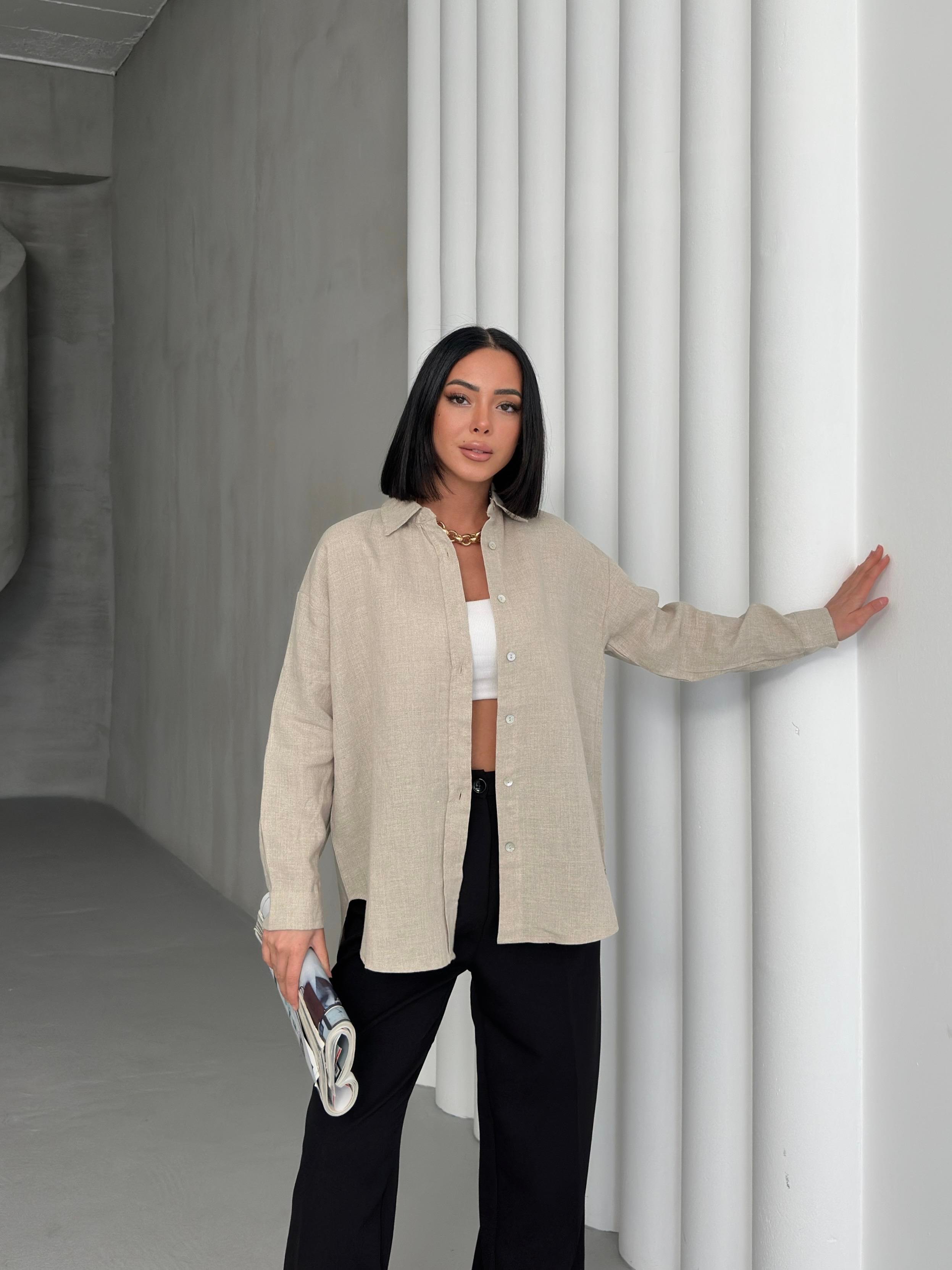 Keten Oversize Gömlek
