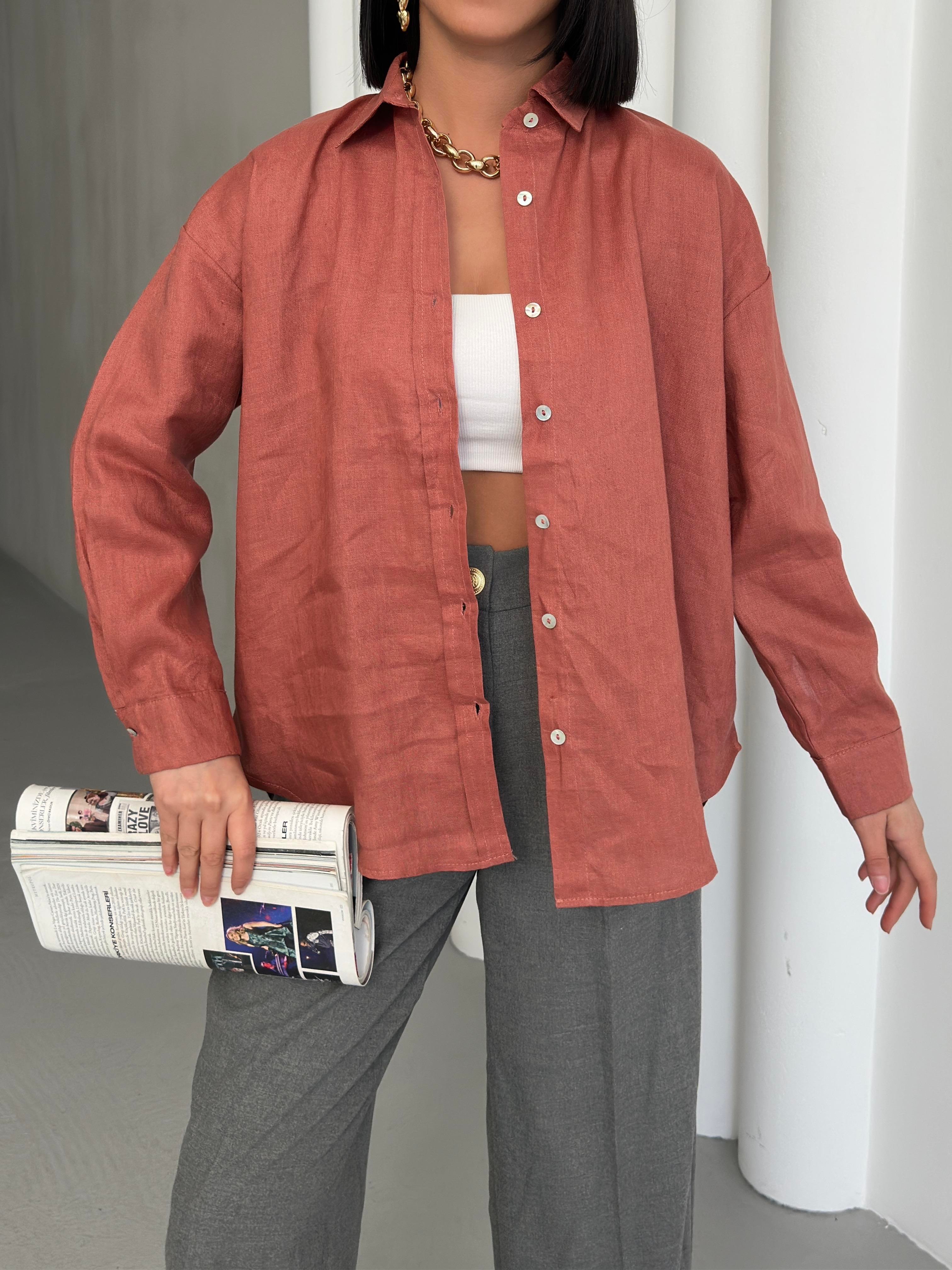 Keten Oversize Gömlek
