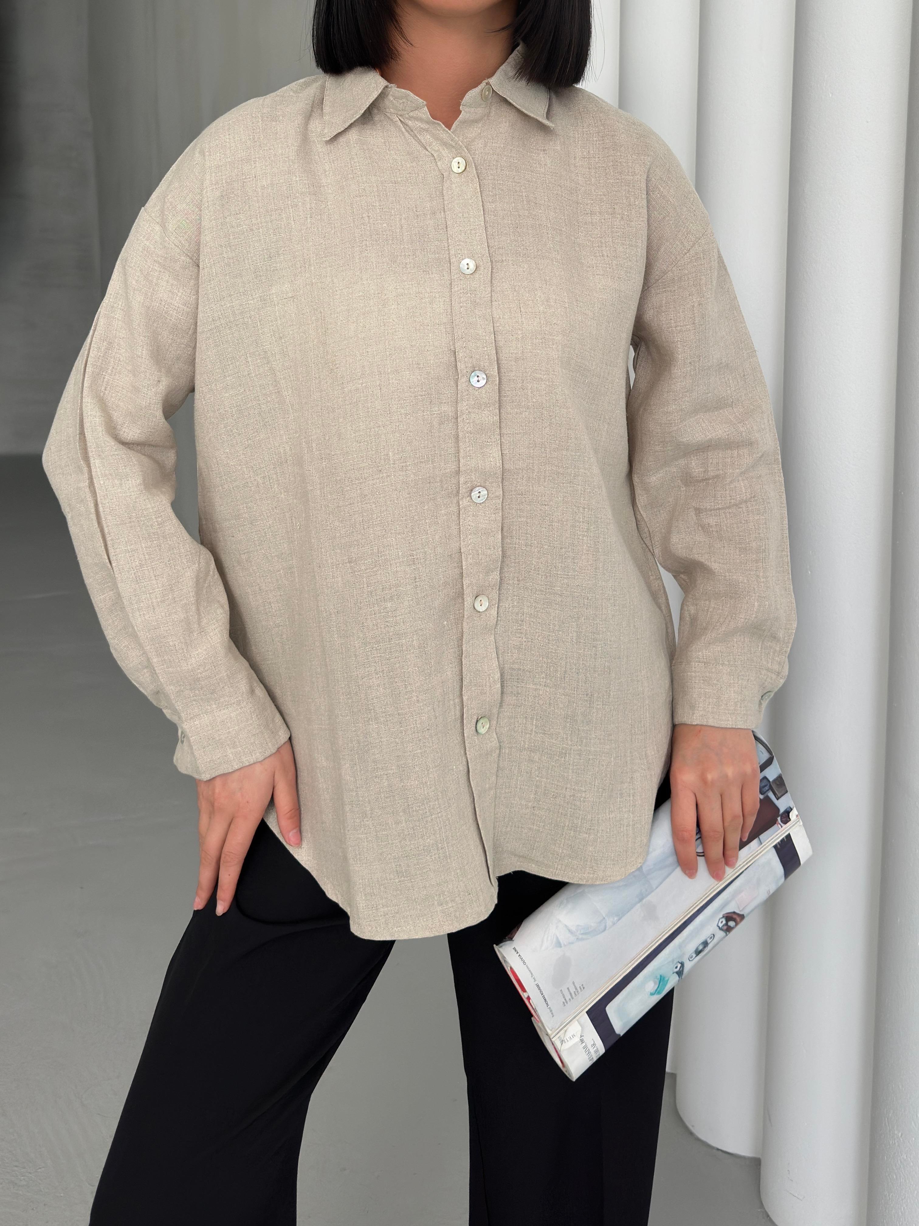 Keten Oversize Gömlek