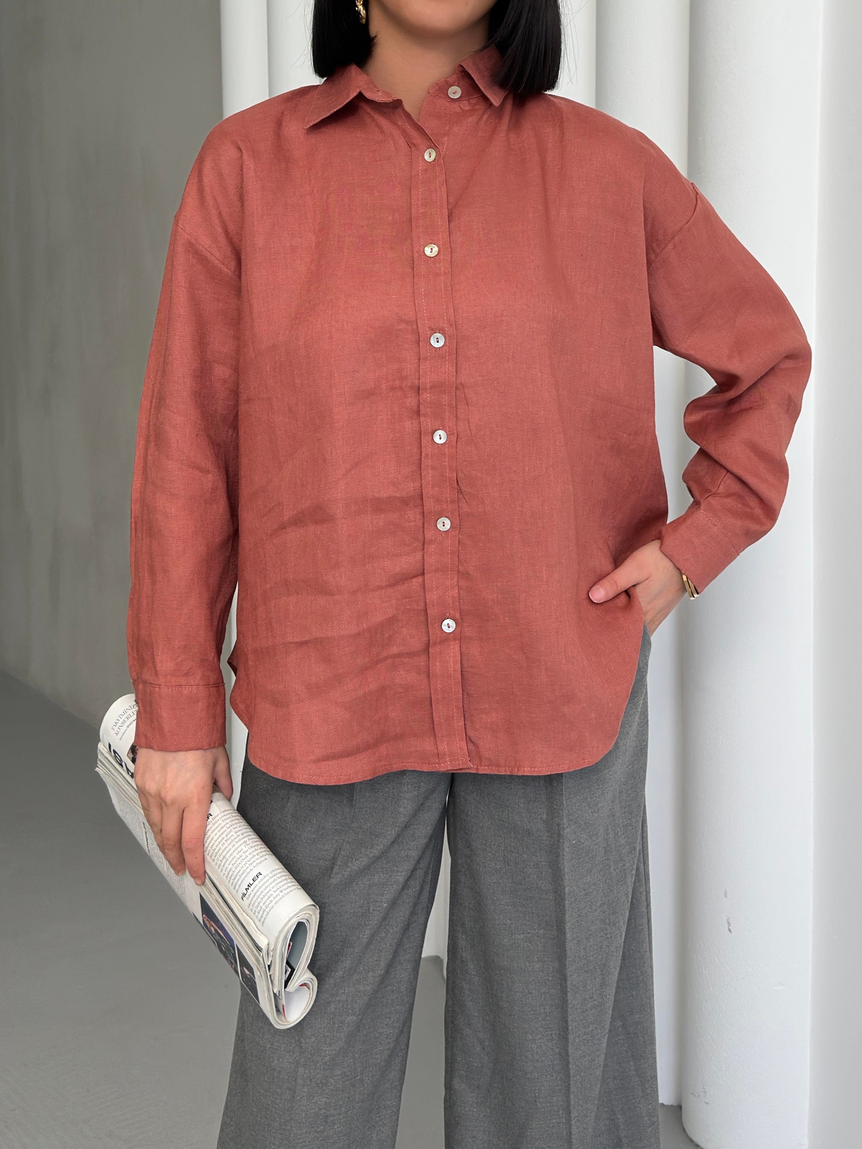 Keten Oversize Gömlek