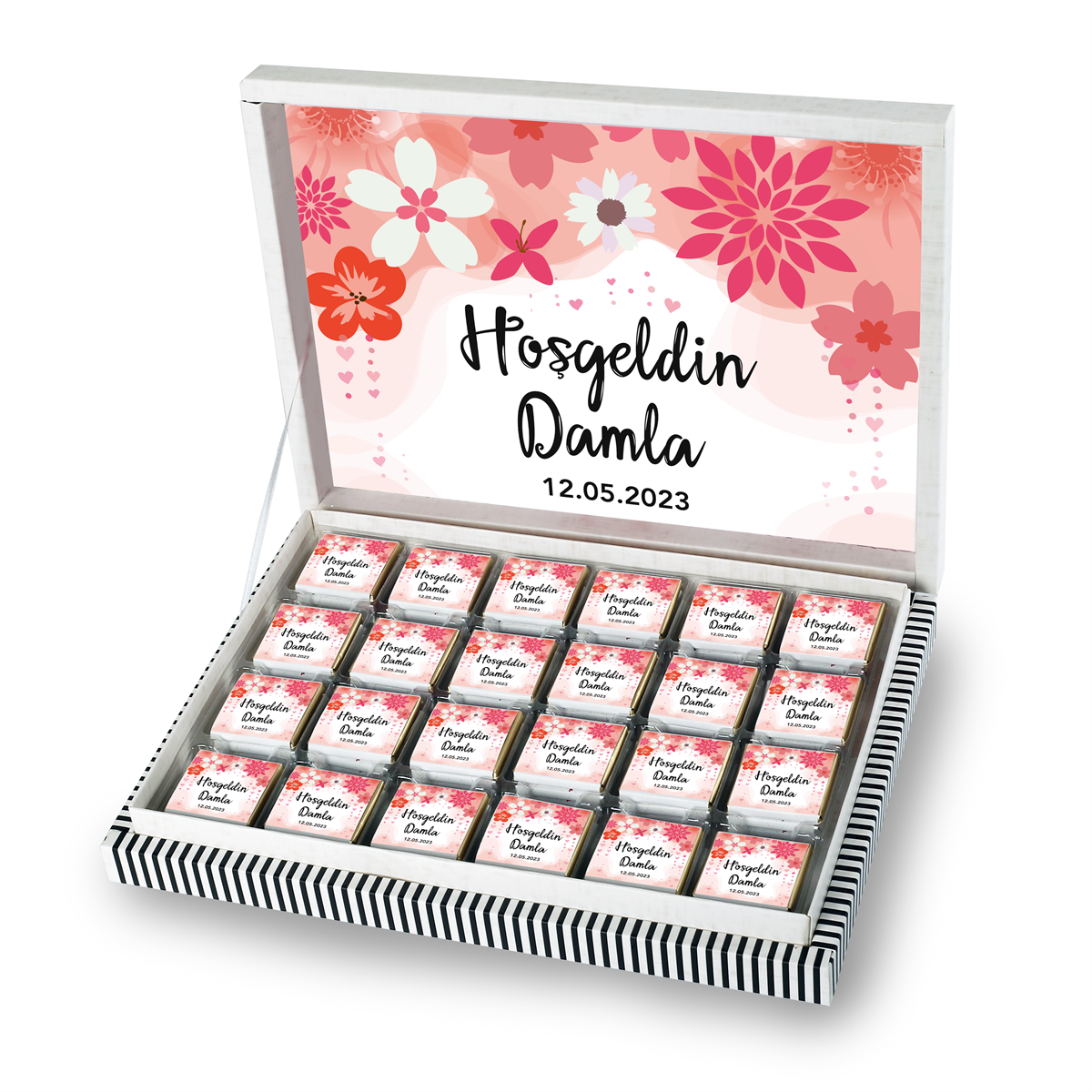 Kız Bebek Çikolatası 500g (72 Adet) - Özel Baskı ve Sargılı Sütlü Madlen - Model-10