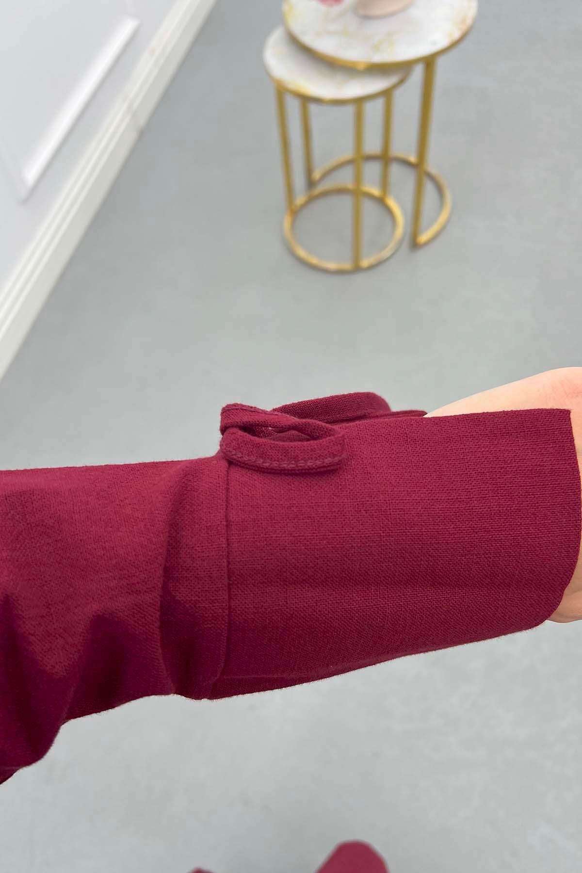 Anvelop Etekli Keten Takım Bordo
