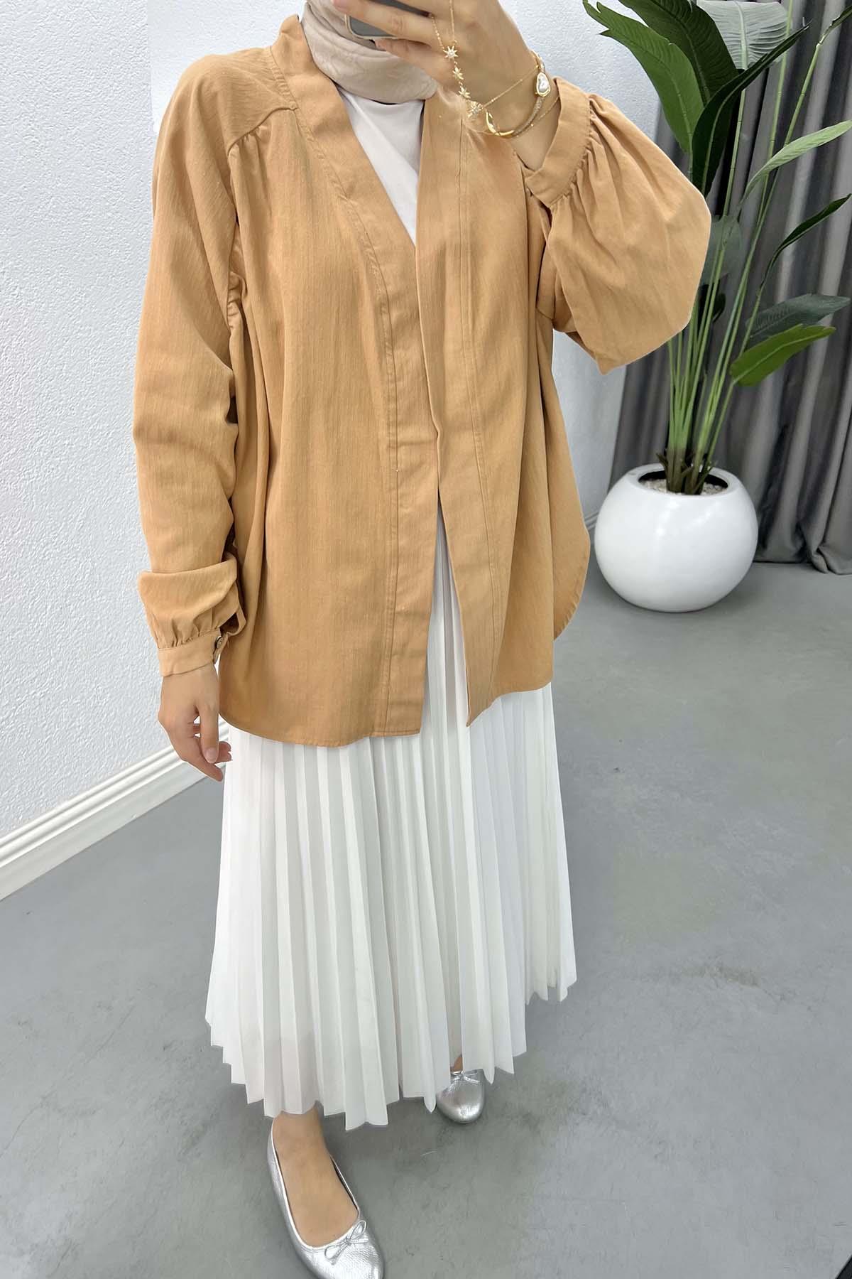 Arkası Pullu Kimono Camel