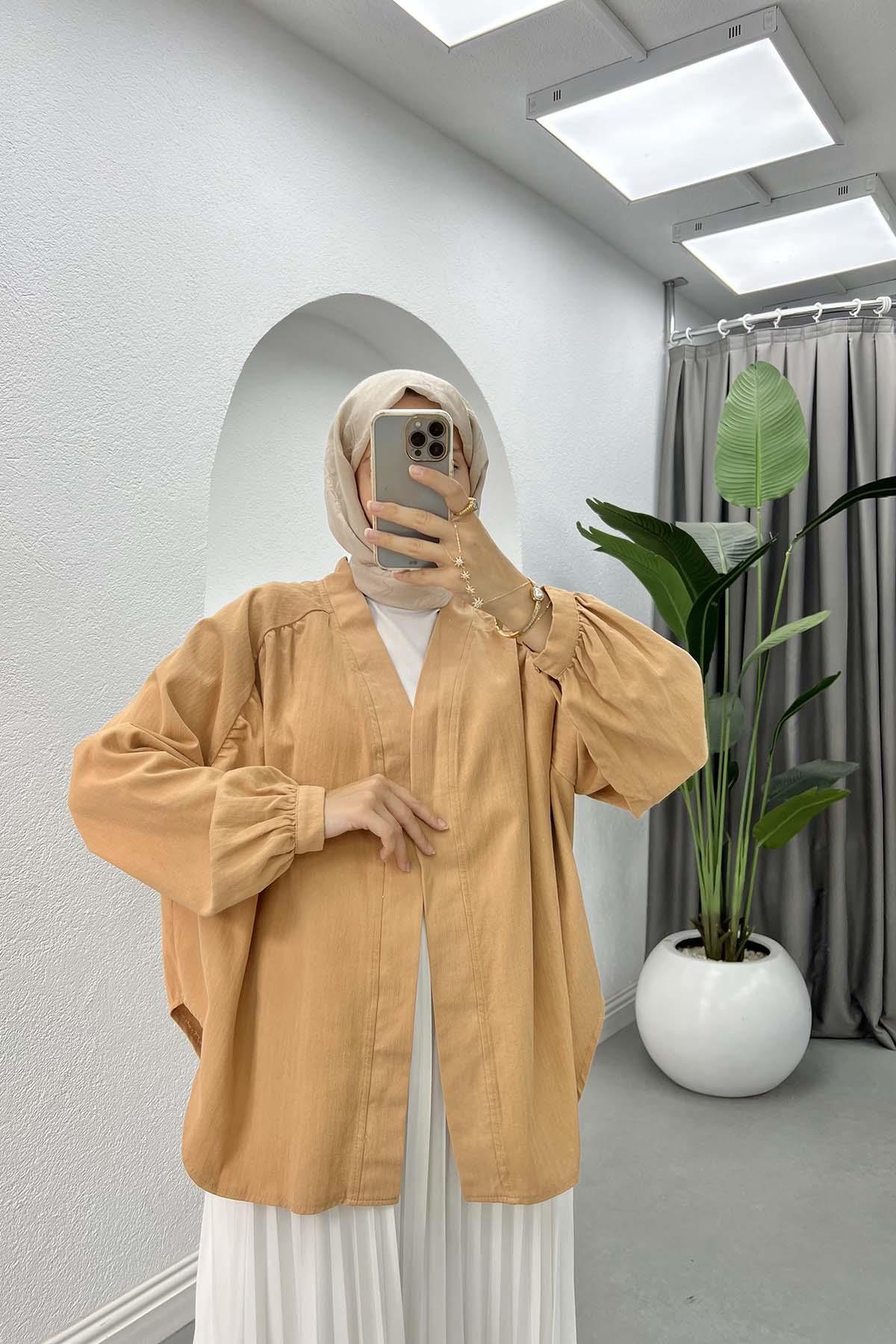 Arkası Pullu Kimono Camel