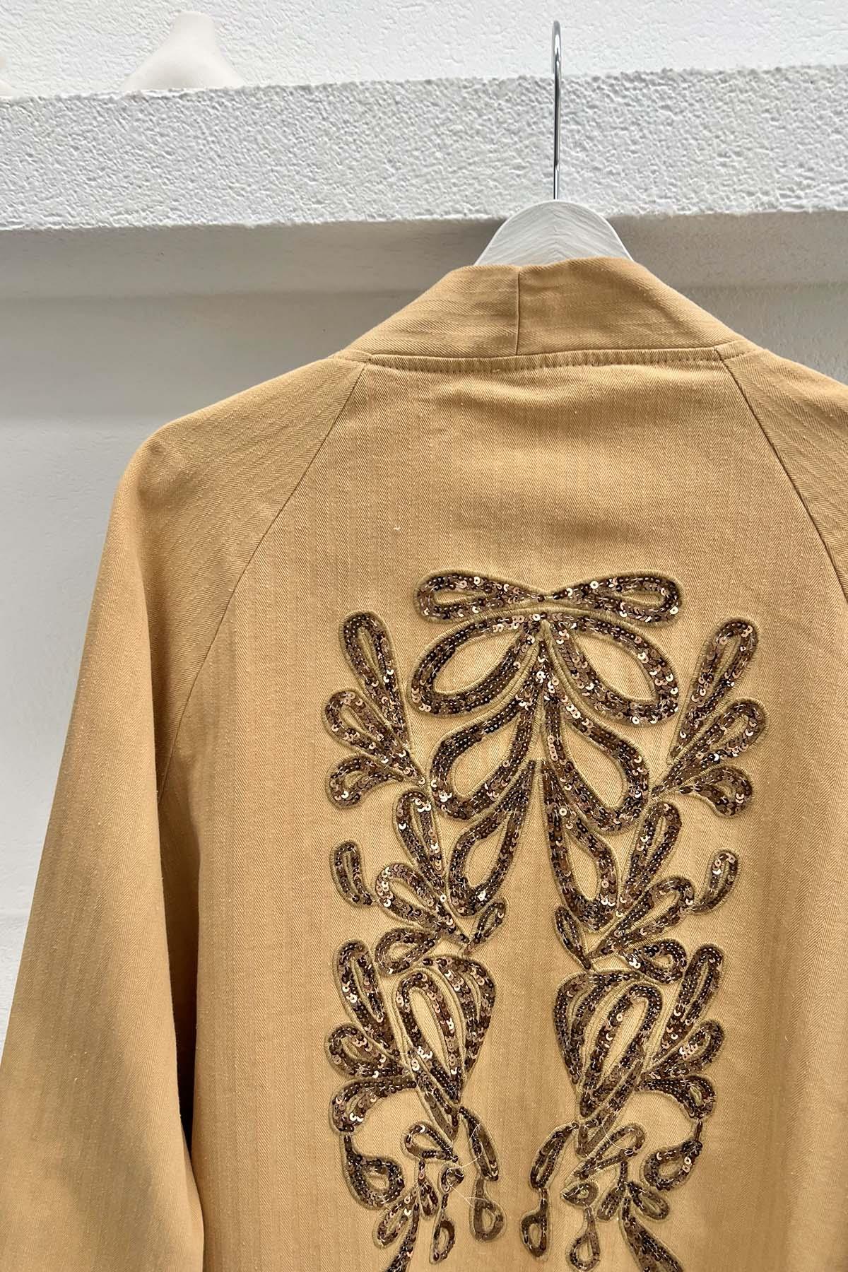 Arkası Pullu Kimono Camel