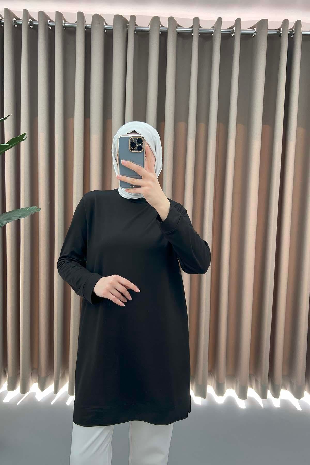 Armalı Sweat Tunik Siyah