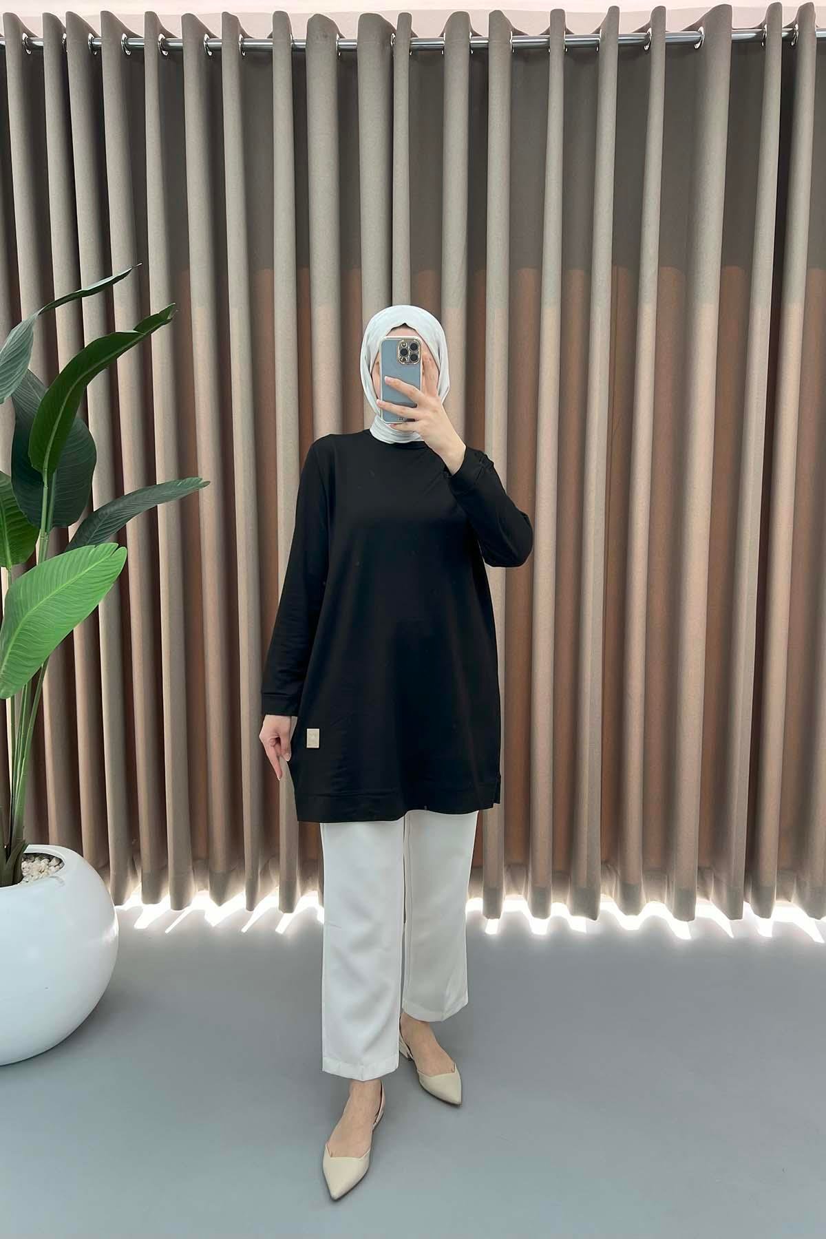 Armalı Sweat Tunik Siyah
