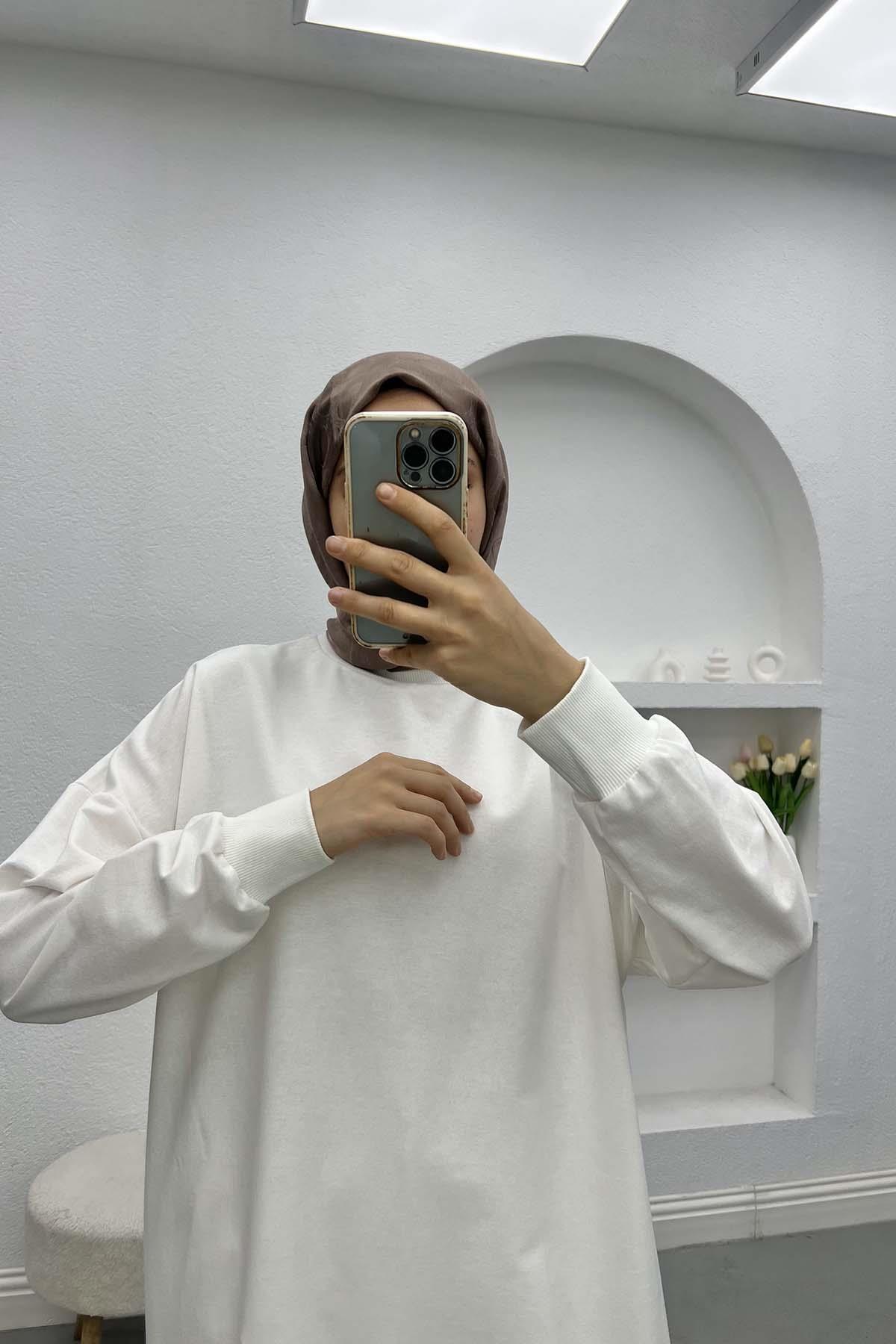 Armalı Sweatshirt Beyaz