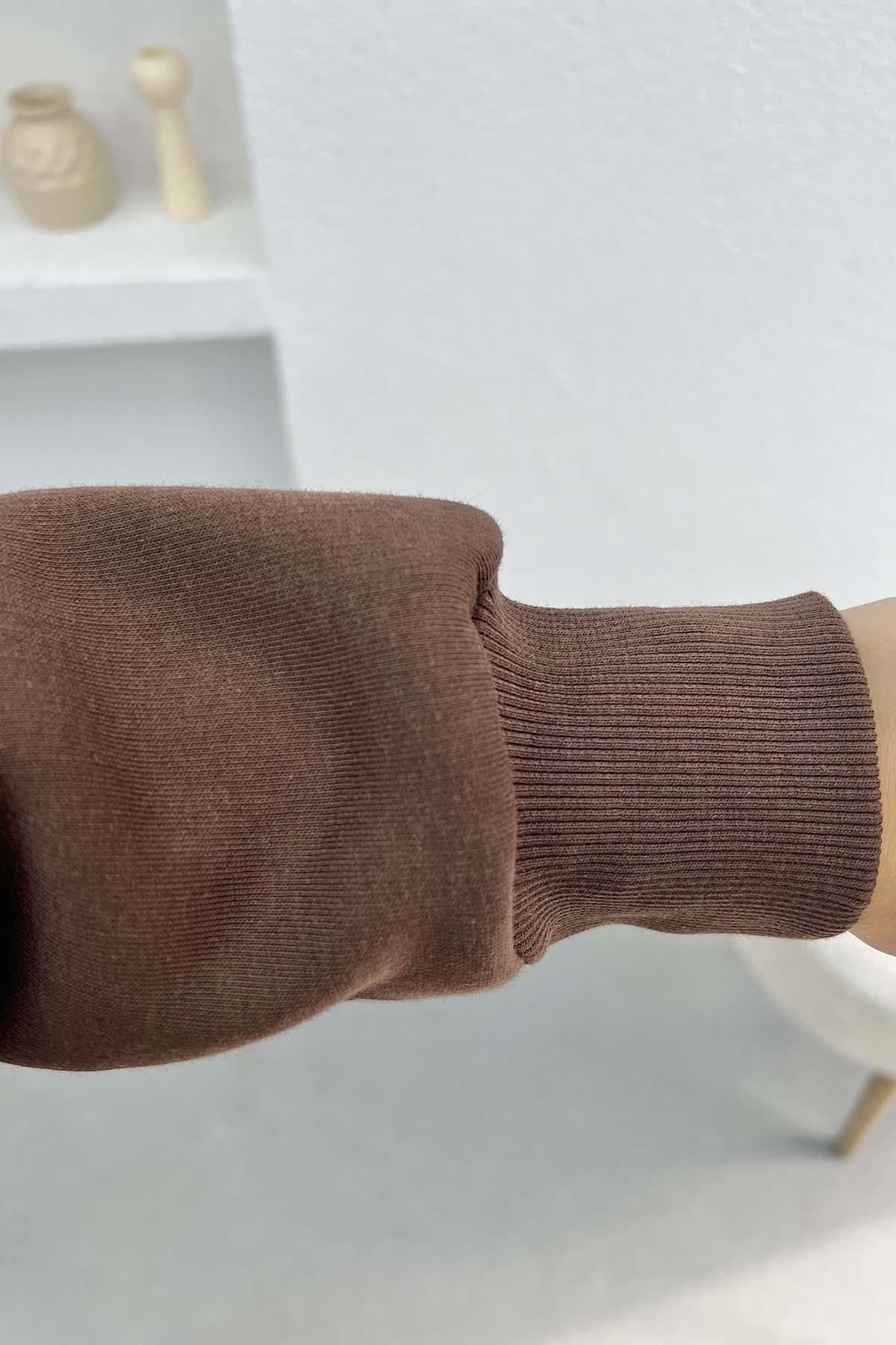 Asimetrik Kesim Sweatshirt Kahve