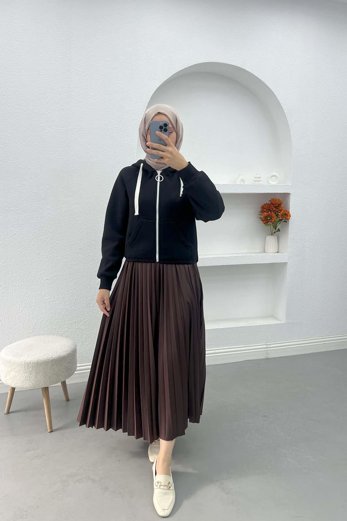 Asimetrik Kesim Sweatshirt Siyah