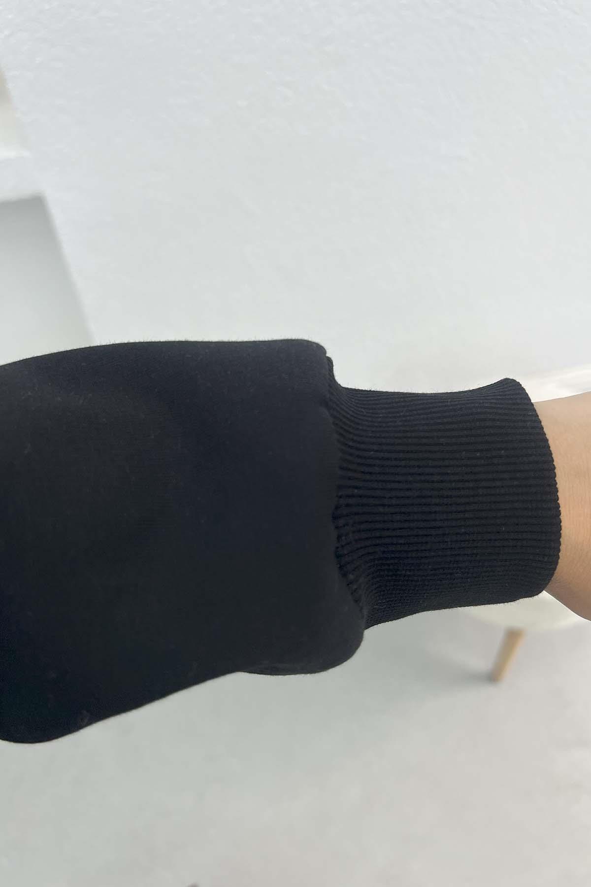 Asimetrik Kesim Sweatshirt Siyah