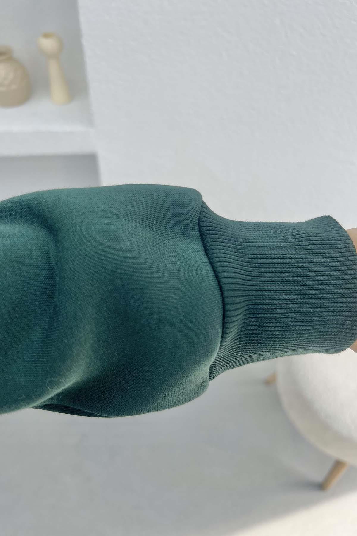 Asimetrik Kesim Sweatshirt Zümrüt Yeşili
