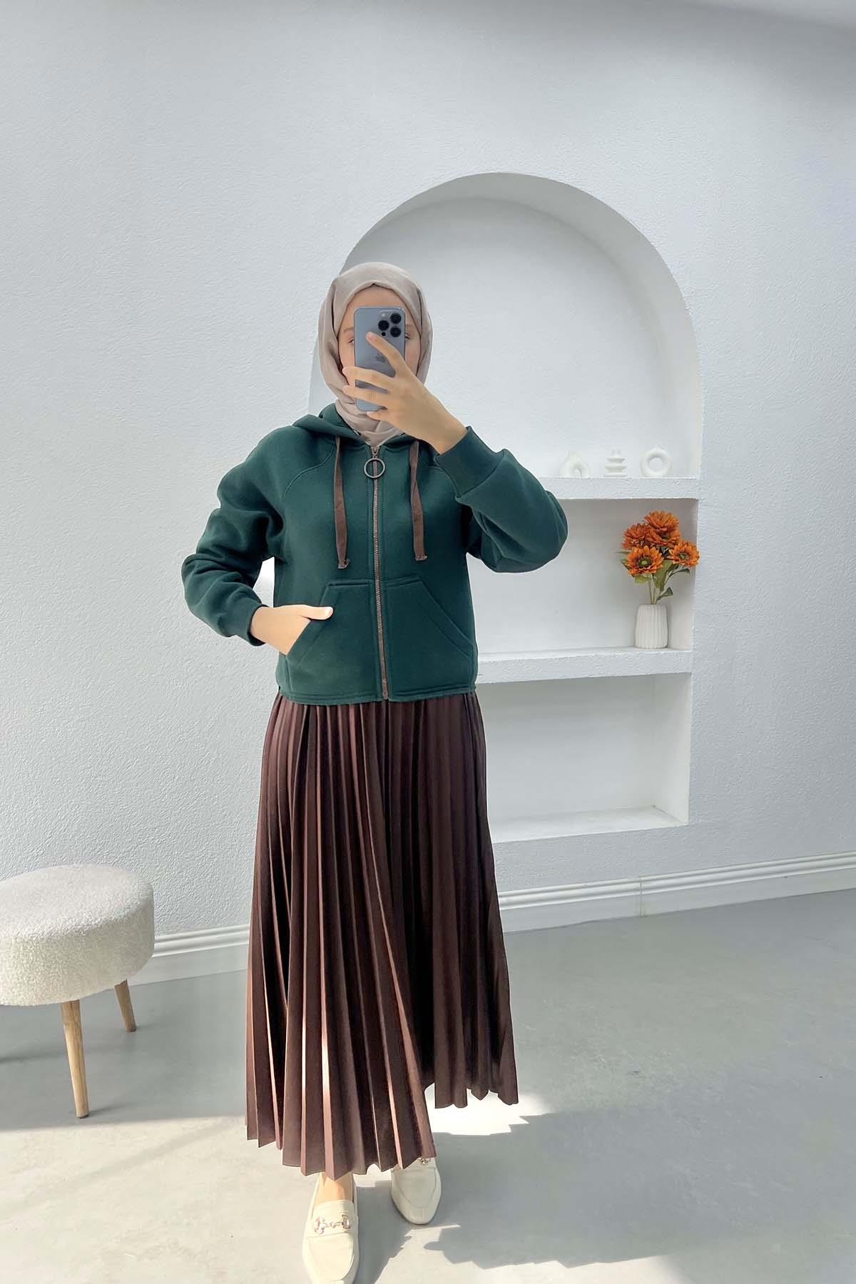 Asimetrik Kesim Sweatshirt Zümrüt Yeşili