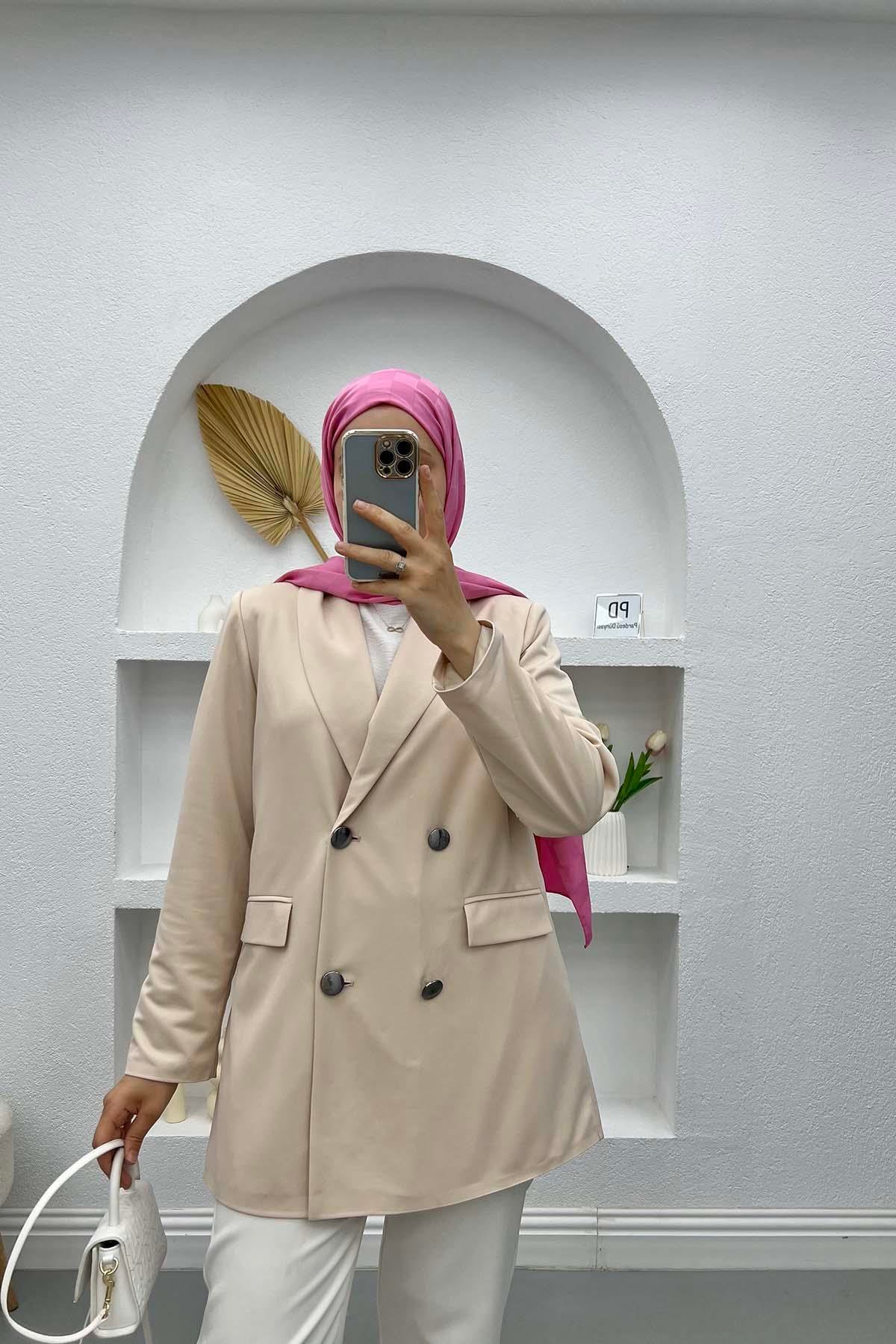 Astarlı Blazer Ceket Ekru
