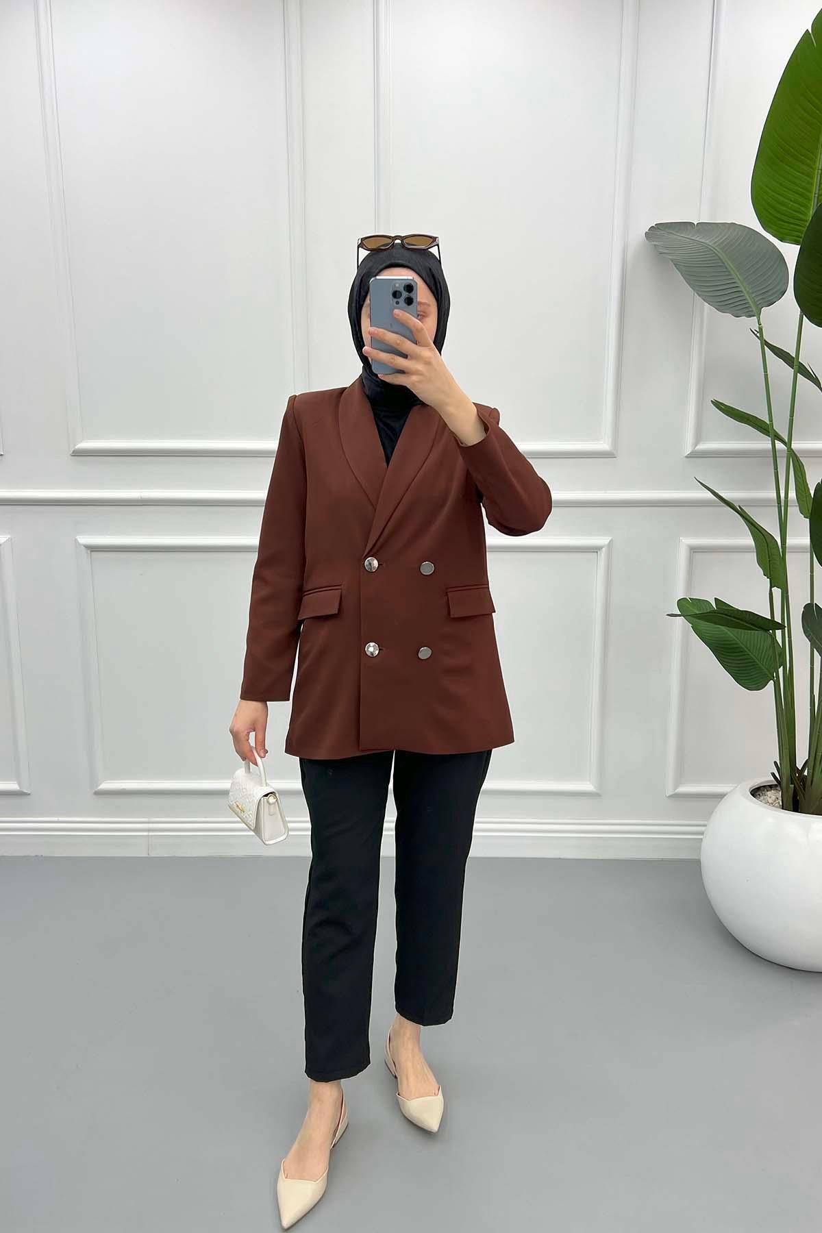 Astarlı Blazer Ceket Kahve
