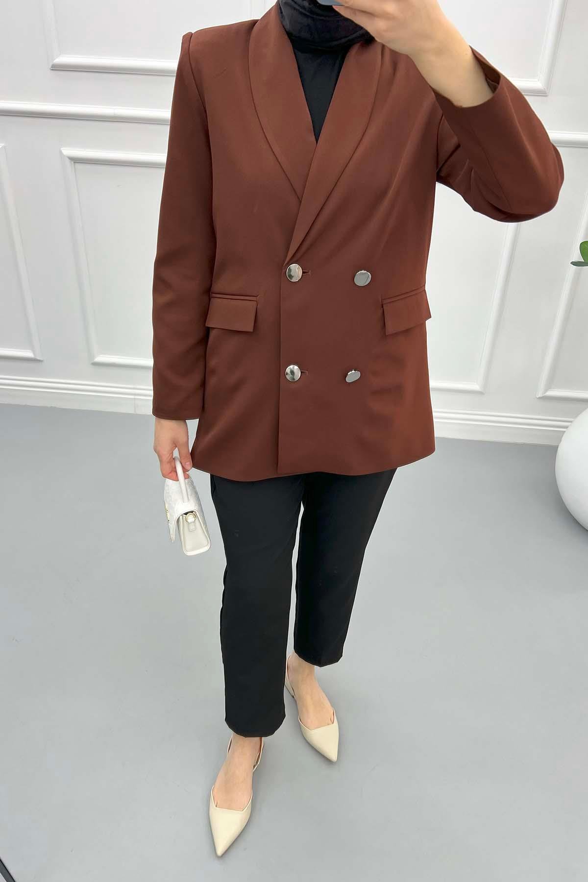 Astarlı Blazer Ceket Kahve