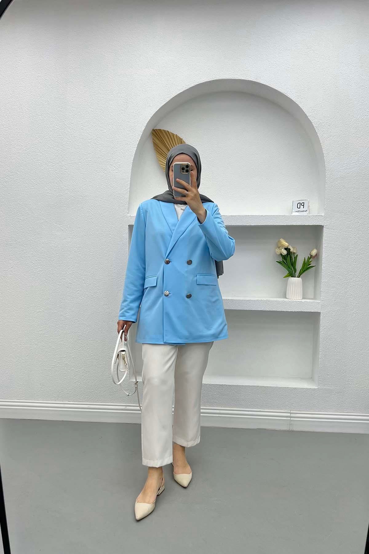 Astarlı Blazer Ceket Mavi