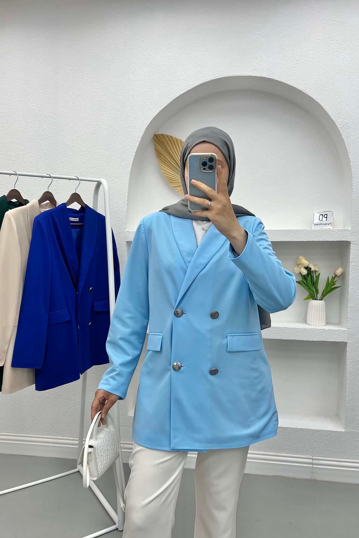 Astarlı Blazer Ceket Mavi
