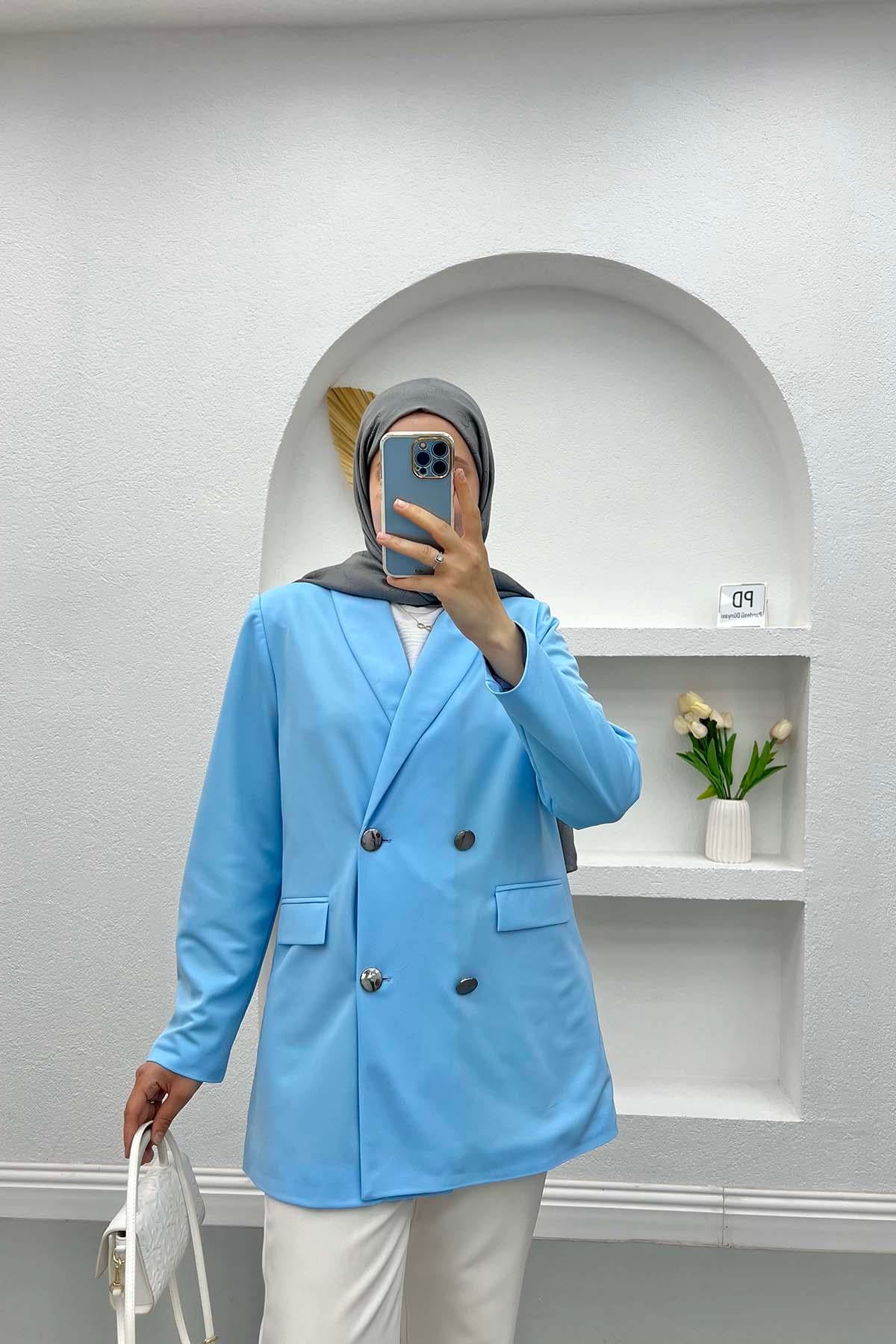 Astarlı Blazer Ceket Mavi