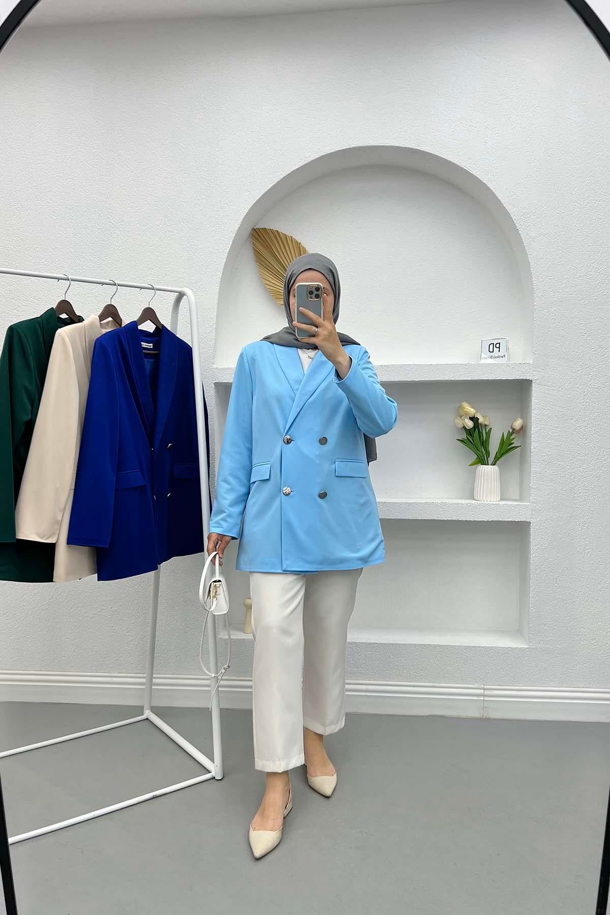 Astarlı Blazer Ceket Mavi