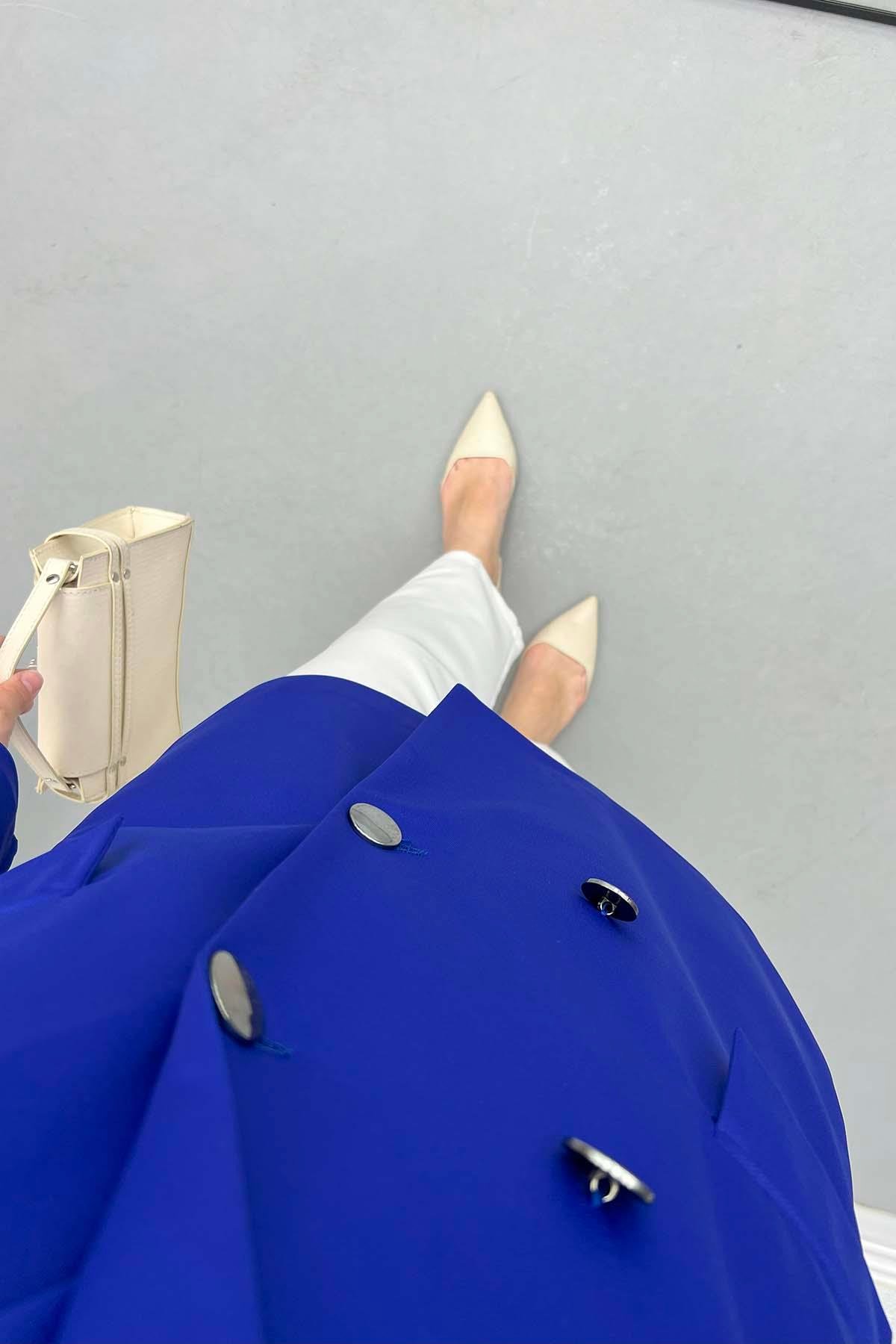 Astarlı Blazer Ceket Saks Mavi