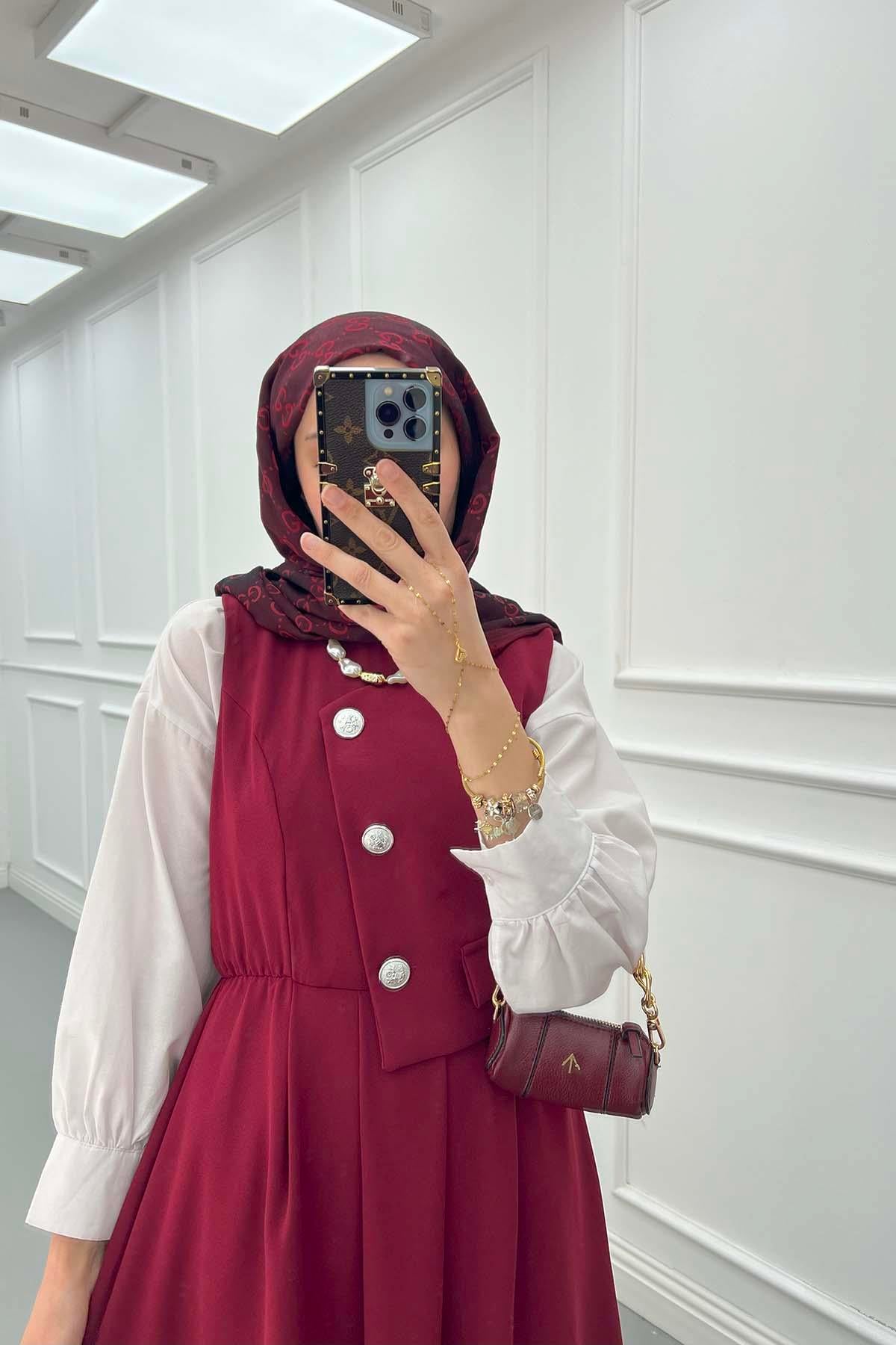Astarlı Jile Elbise Bordo