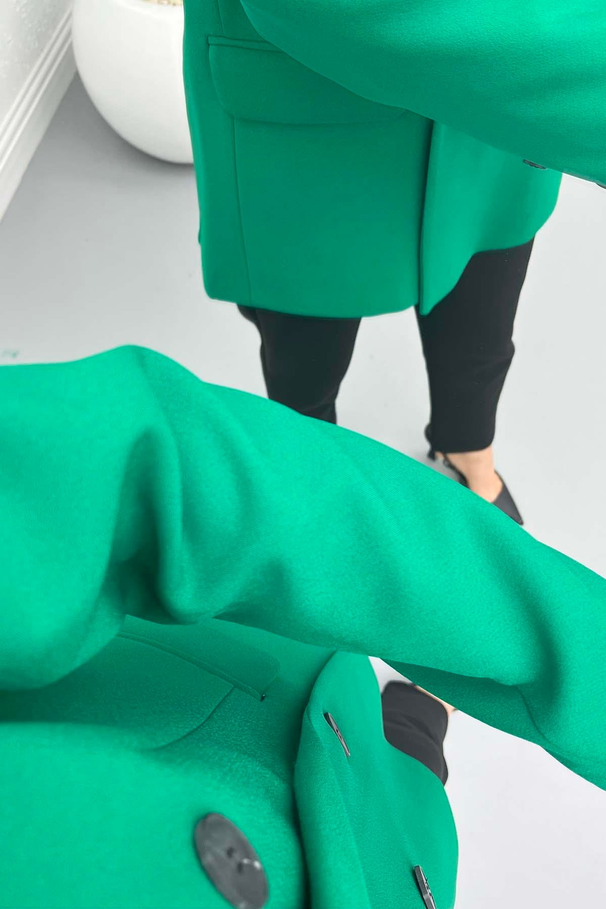 Astarlı Kruvaze Ceket Benetton Yeşil