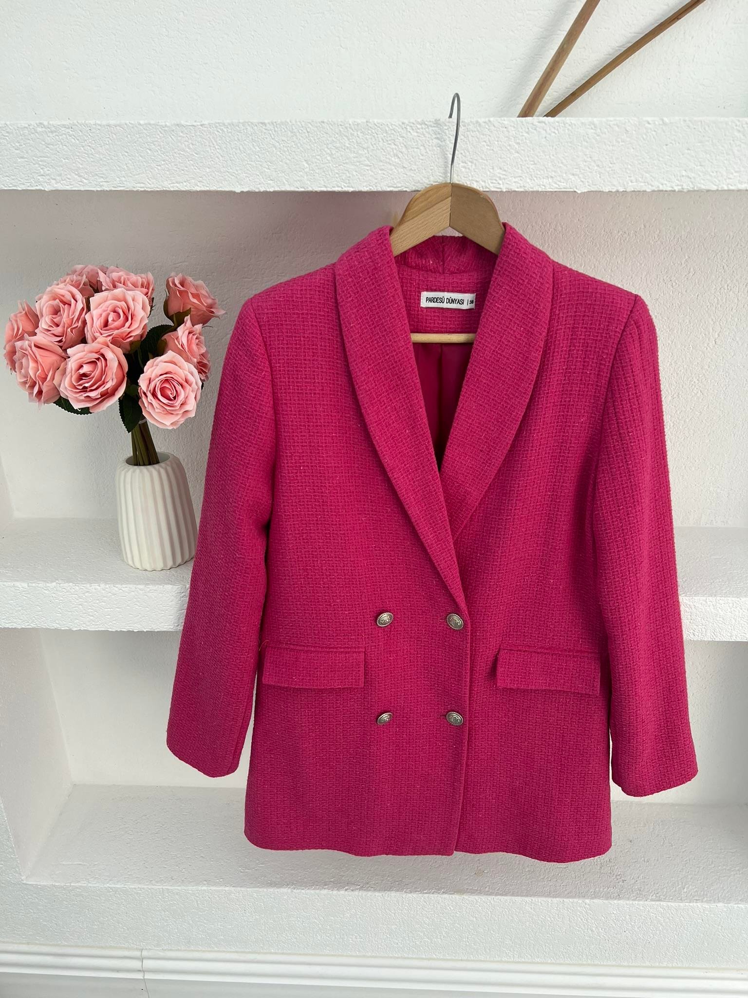 Astarlı Tüvit Ceket Pembe