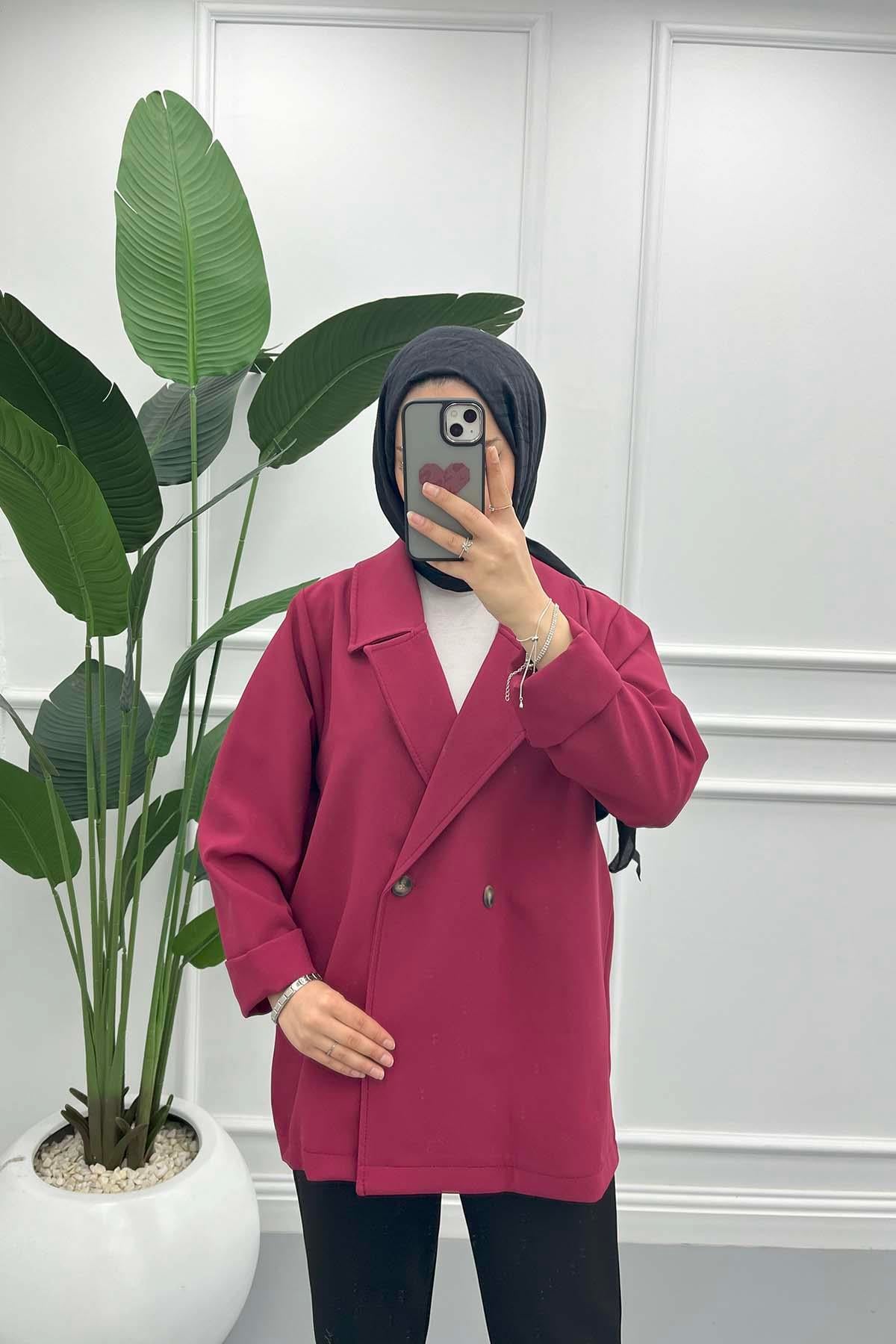 Astarsız Oversize Ceket Bordo