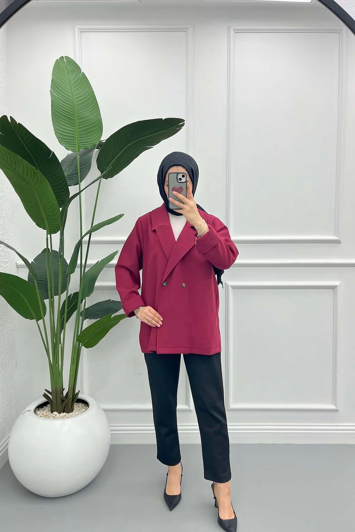 Astarsız Oversize Ceket Bordo