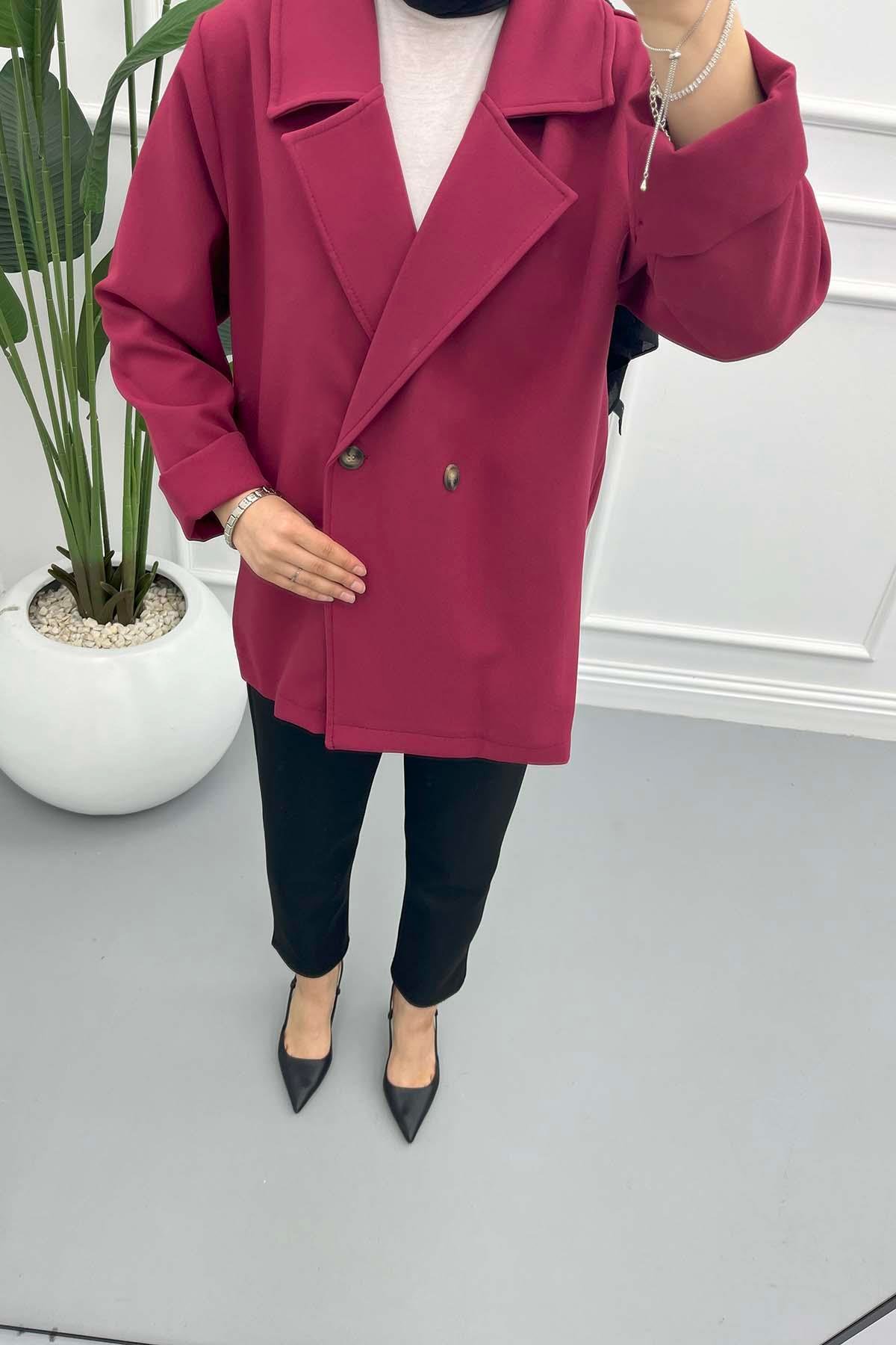 Astarsız Oversize Ceket Bordo