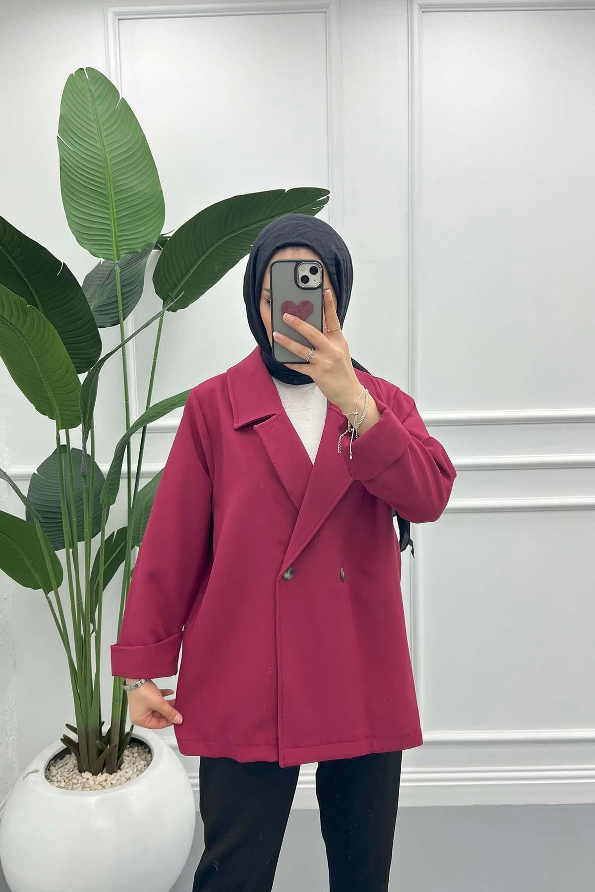 Astarsız Oversize Ceket Bordo