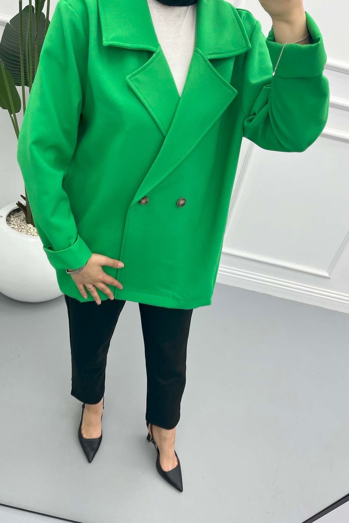 Astarsız Oversize Ceket Çimen