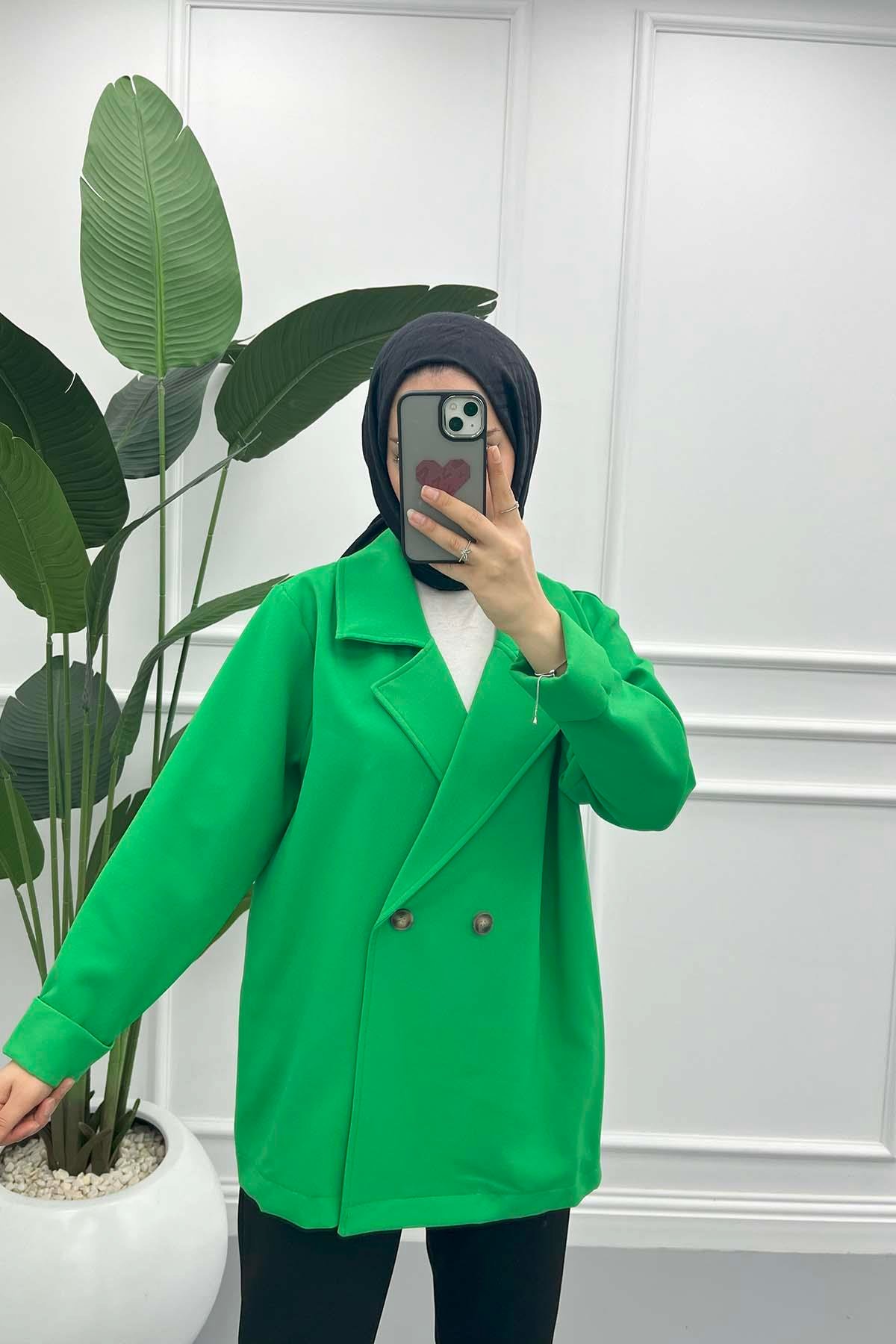 Astarsız Oversize Ceket Çimen
