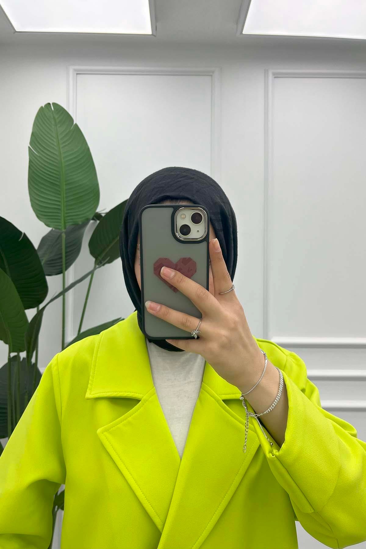 Astarsız Oversize Ceket Neon Sarı