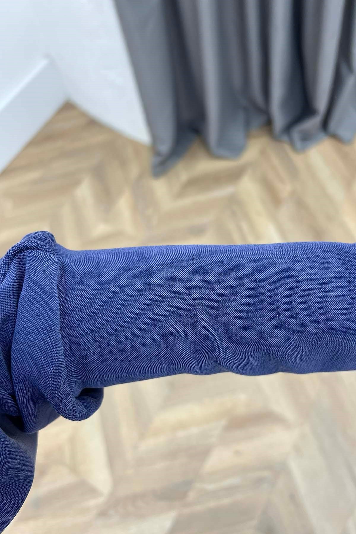 Aura Yan Yırtmaçlı Lastik Paça İkili Takım Mavi