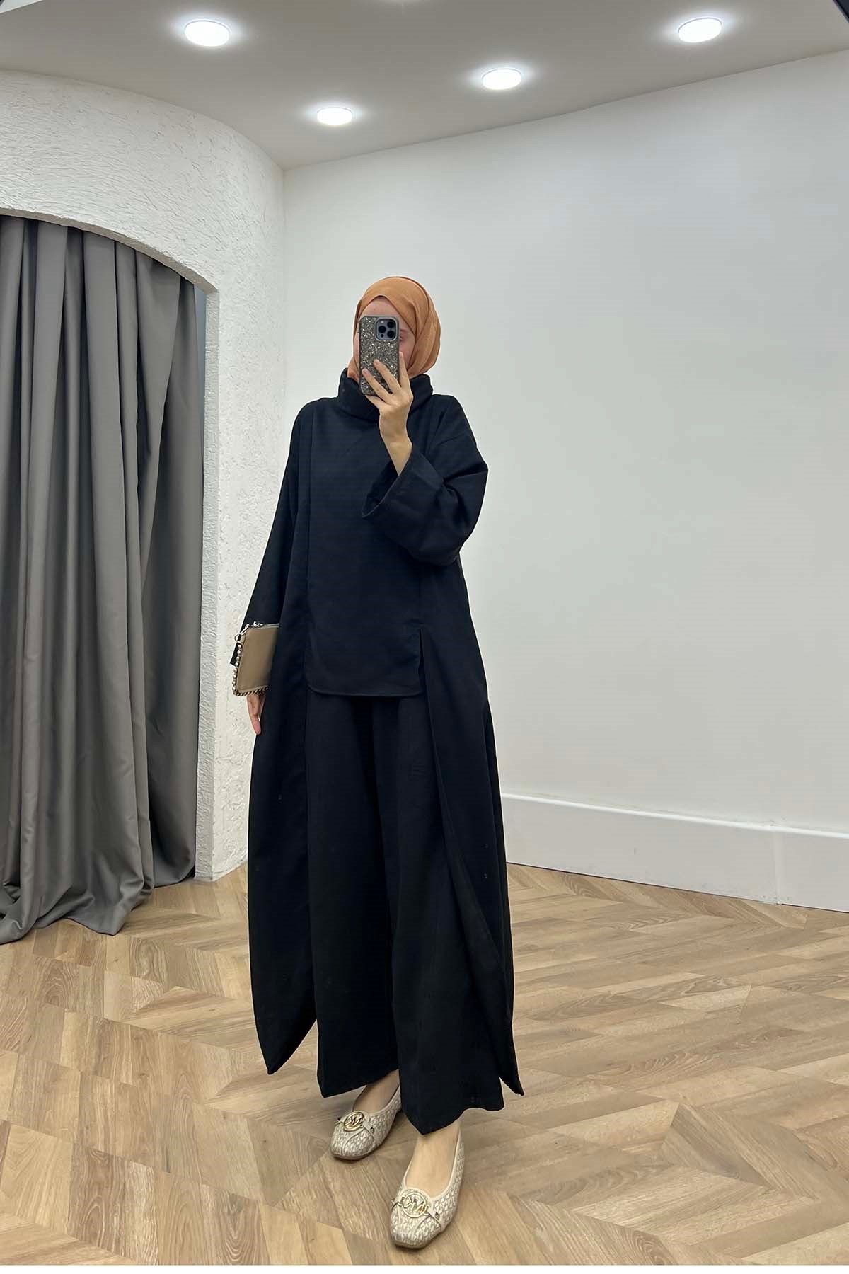Aura Yandan Kuyruklu İkili Takım Siyah