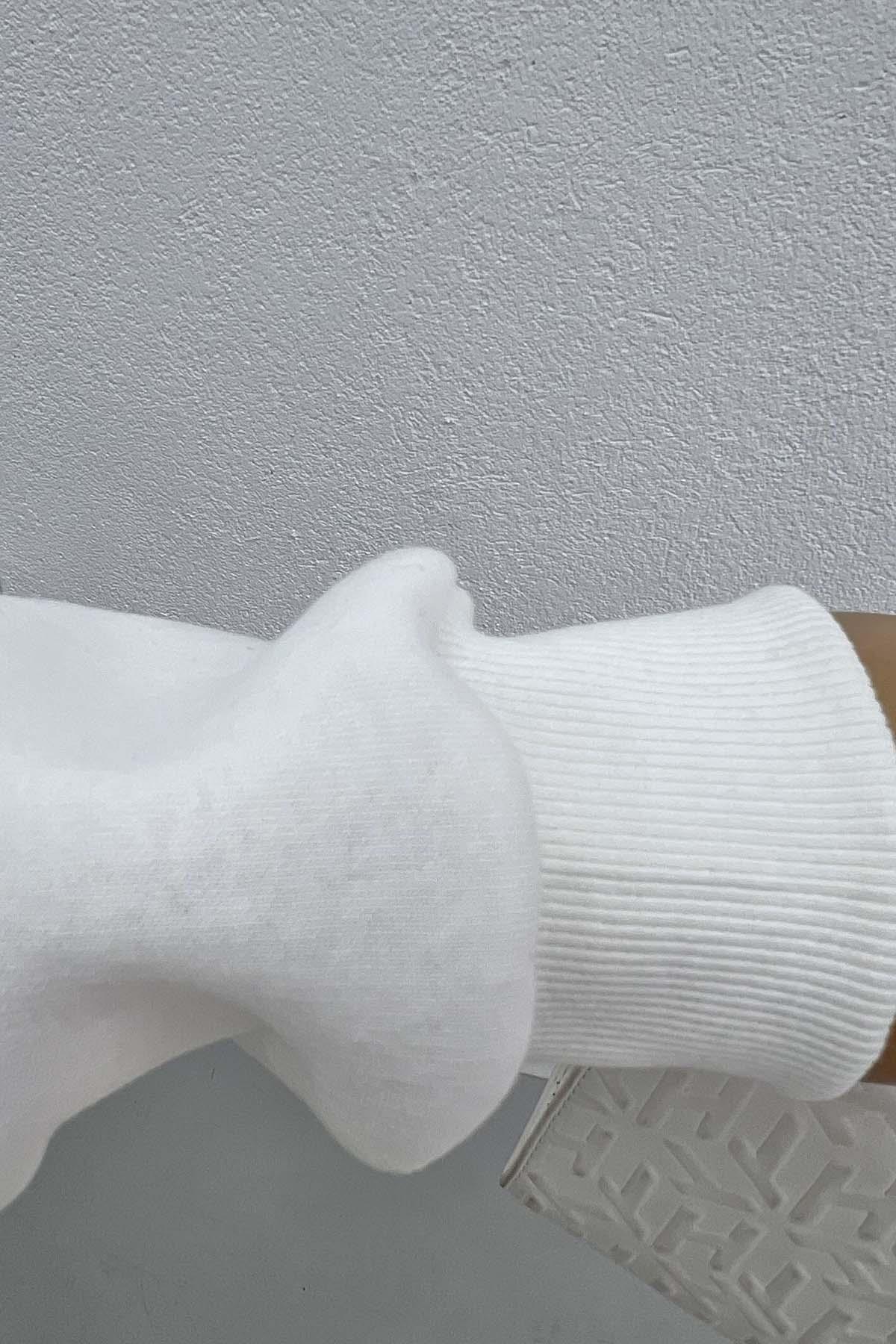 Ayıcık Figürlü Taşlı Sweatshirt Beyaz