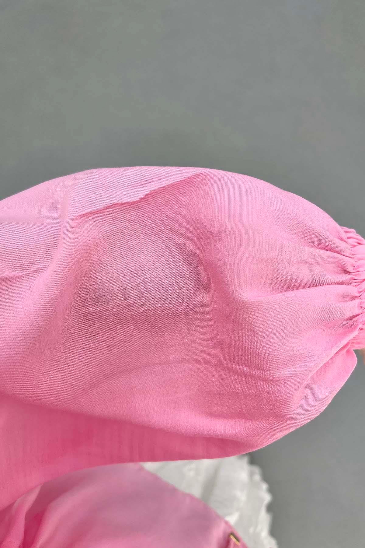 Bağlama Detaylı Gömlek Pembe