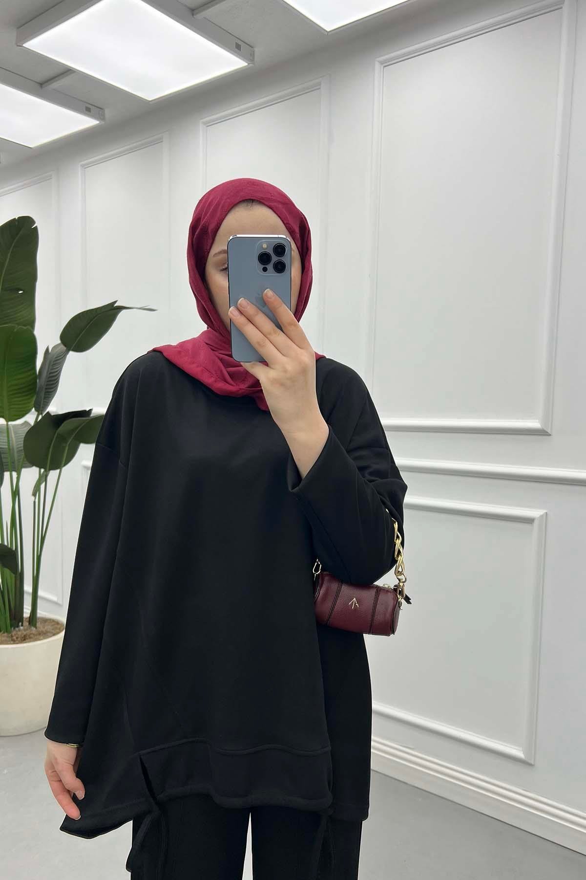 Bağlama Detaylı Oysh Takım Siyah